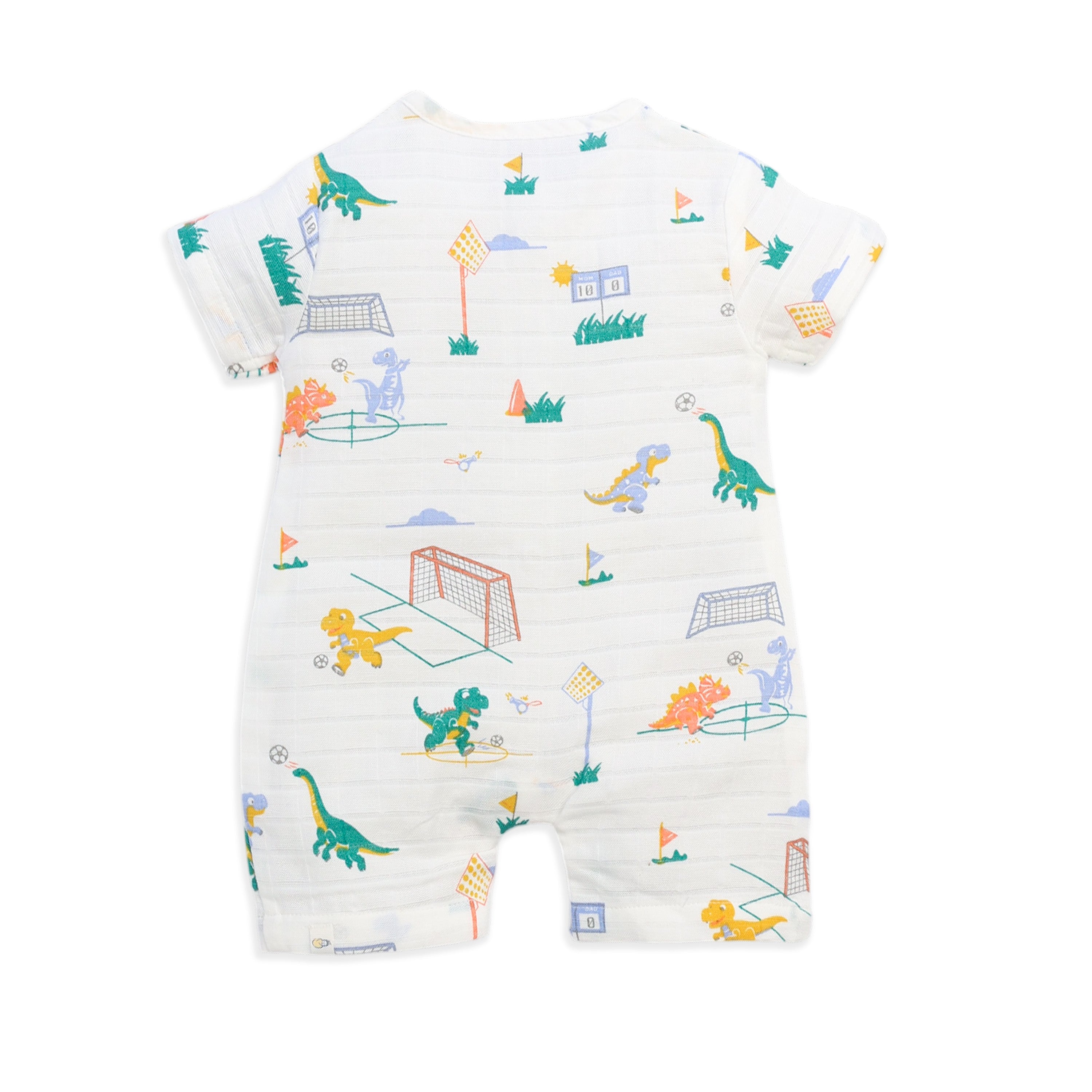 Muslin Baby Romper for 0-18 Months - Dino & Football