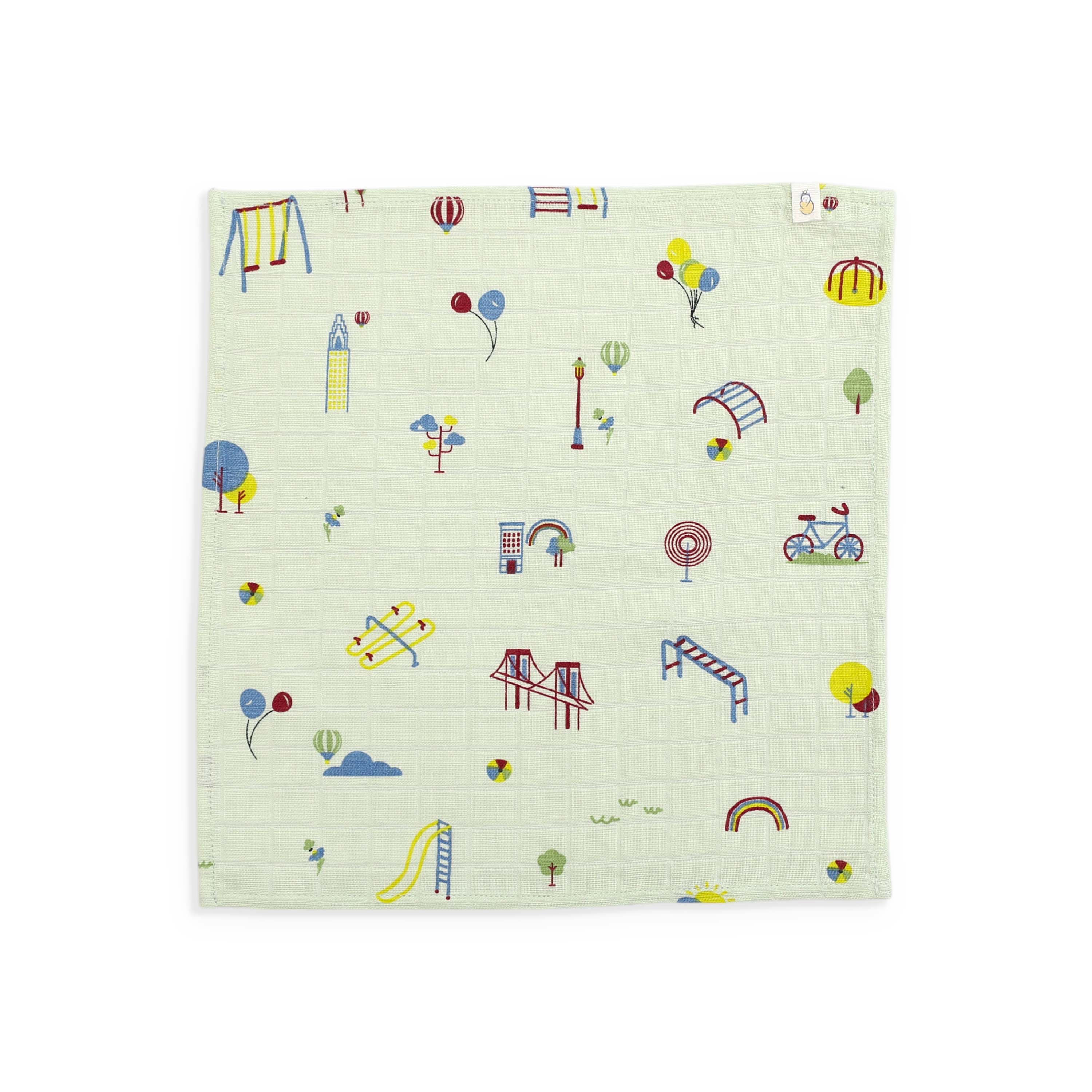 Muslin Wash cloth / Hand kerchief - 2 pack (Park Play Days & Dino & Football)