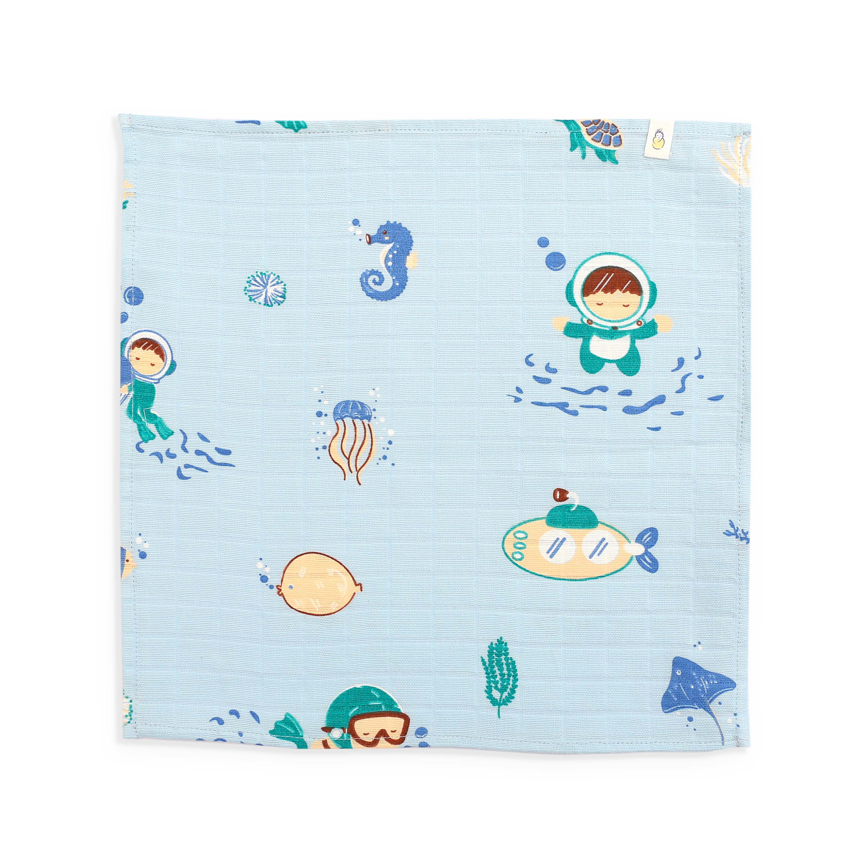 Muslin Wash cloth / Hand kerchief - 2 pack (Mini Scuba Squad & Tiny Wheels & Wonders)