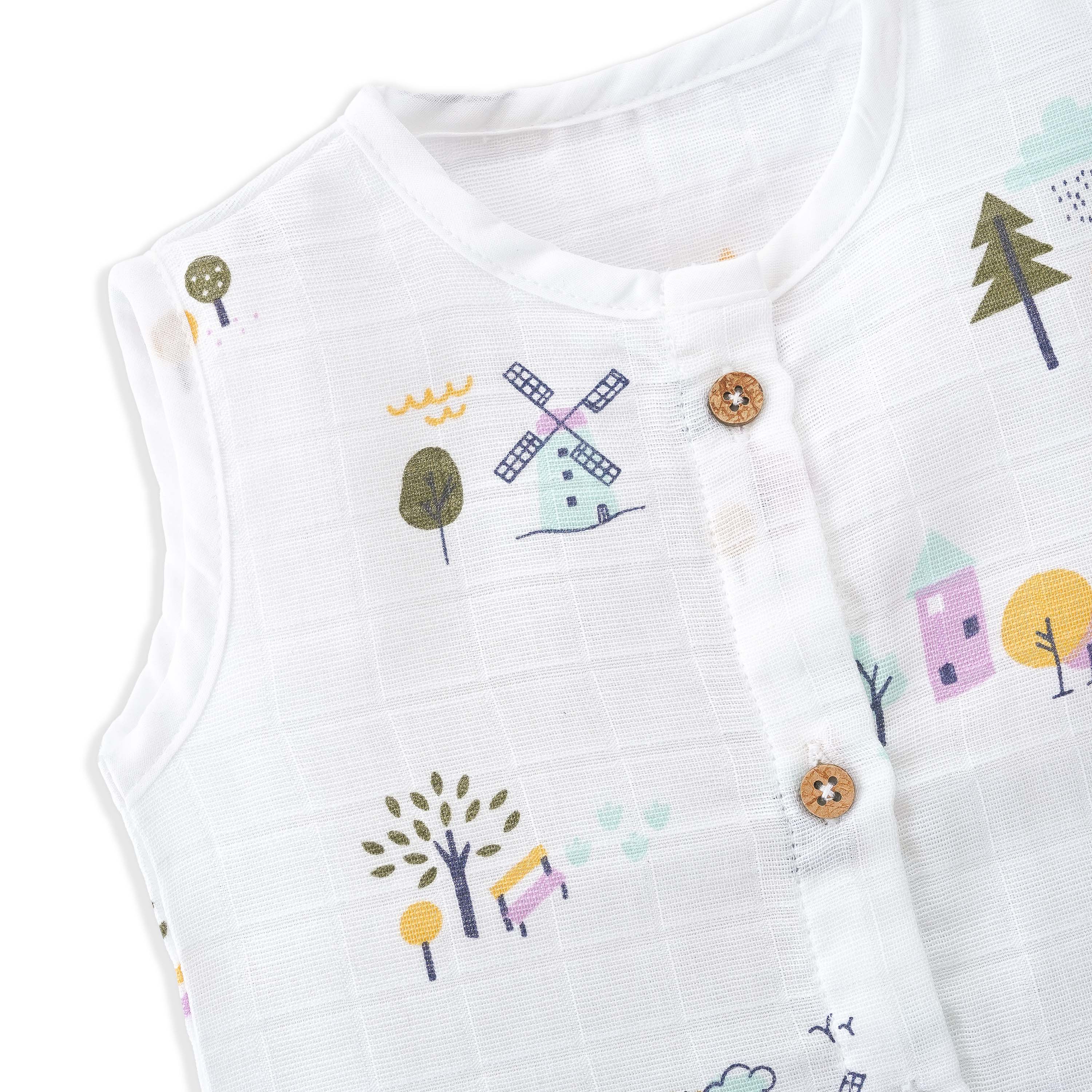 Muslin Cotton Sleeveless Top & Shorts for Babies & Toddlers (Newborn–5 Years) - Farmyard Tales