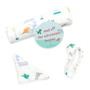 Dino & Football - Organic Cotton (double layer) Baby Muslin Swaddle Set - 110 X 110 cms