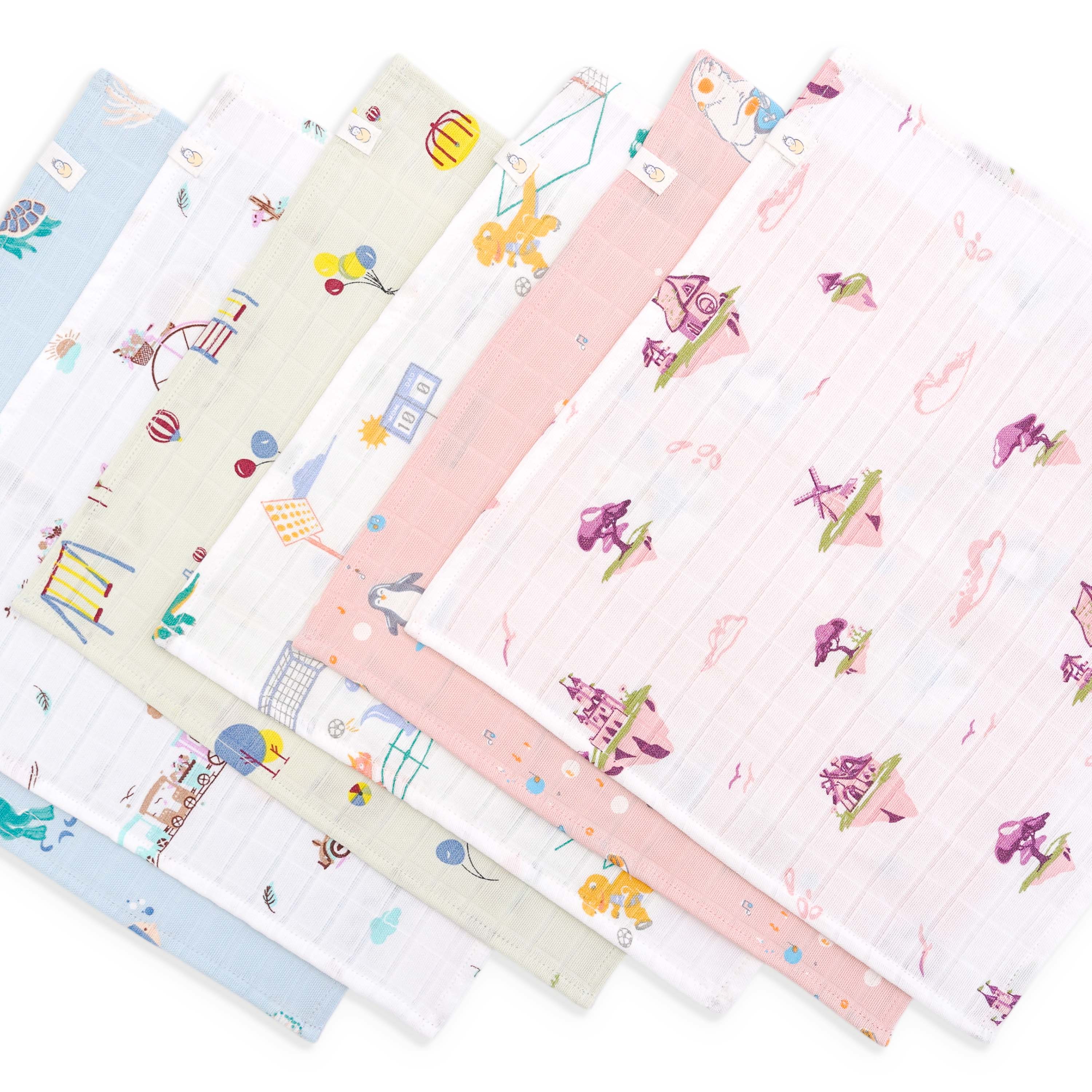 Muslin Wash cloth / Hand kerchief - 6 pack S9 (27x27 Cm)