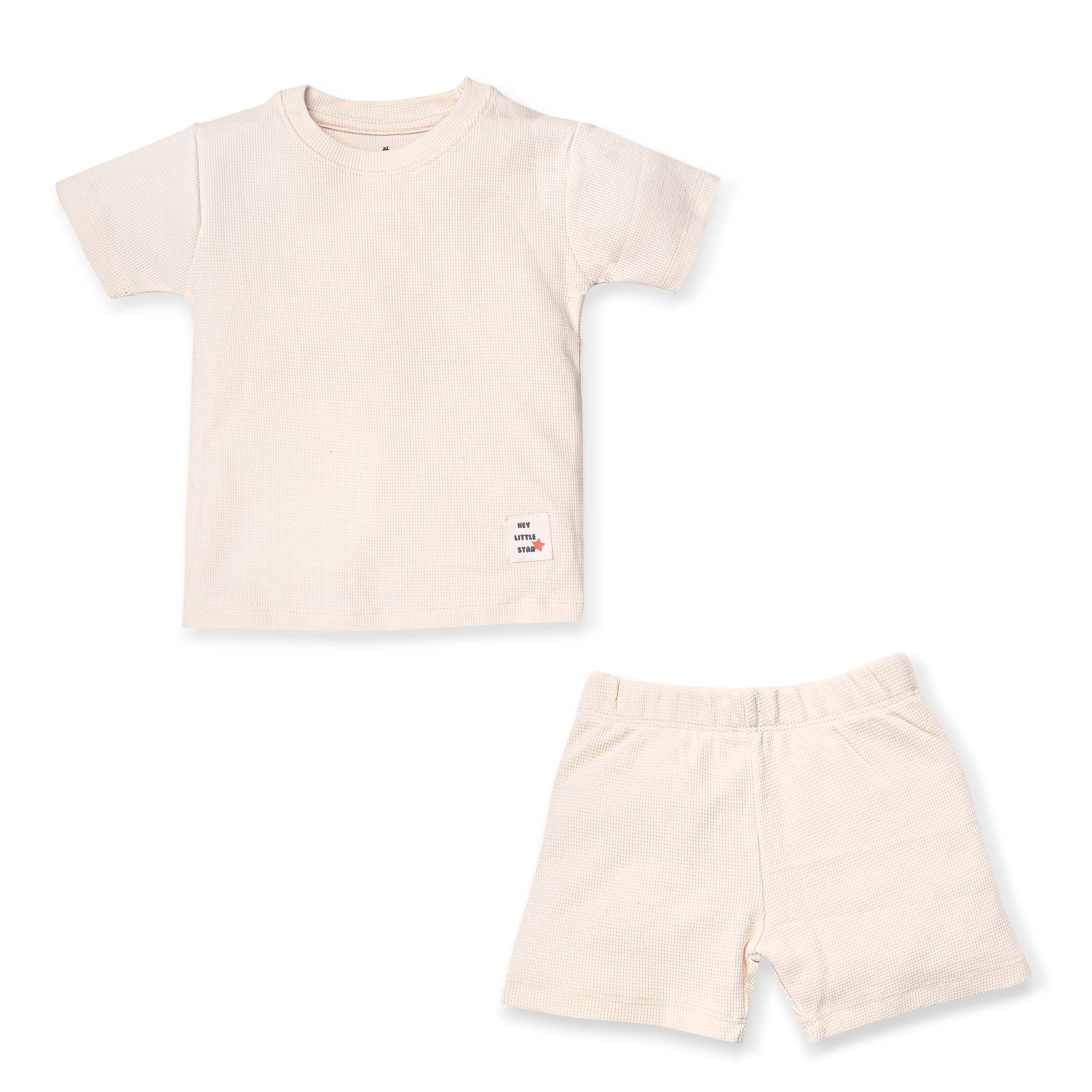 Waffle Cotton T-Shirt & Shorts Set for Kids (1–4 Years)