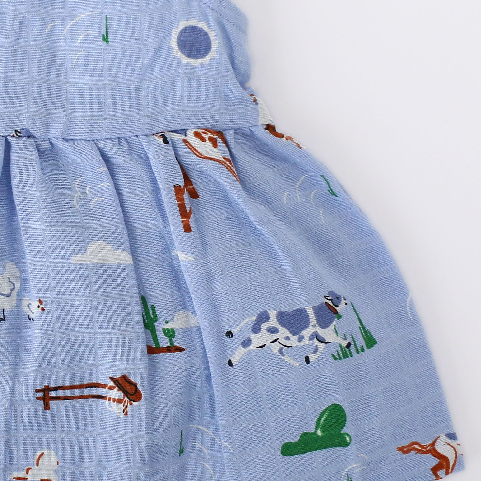 Barnyard Buddies - Sleeveless Muslin Cotton Frock with Bow (0m to 4years)