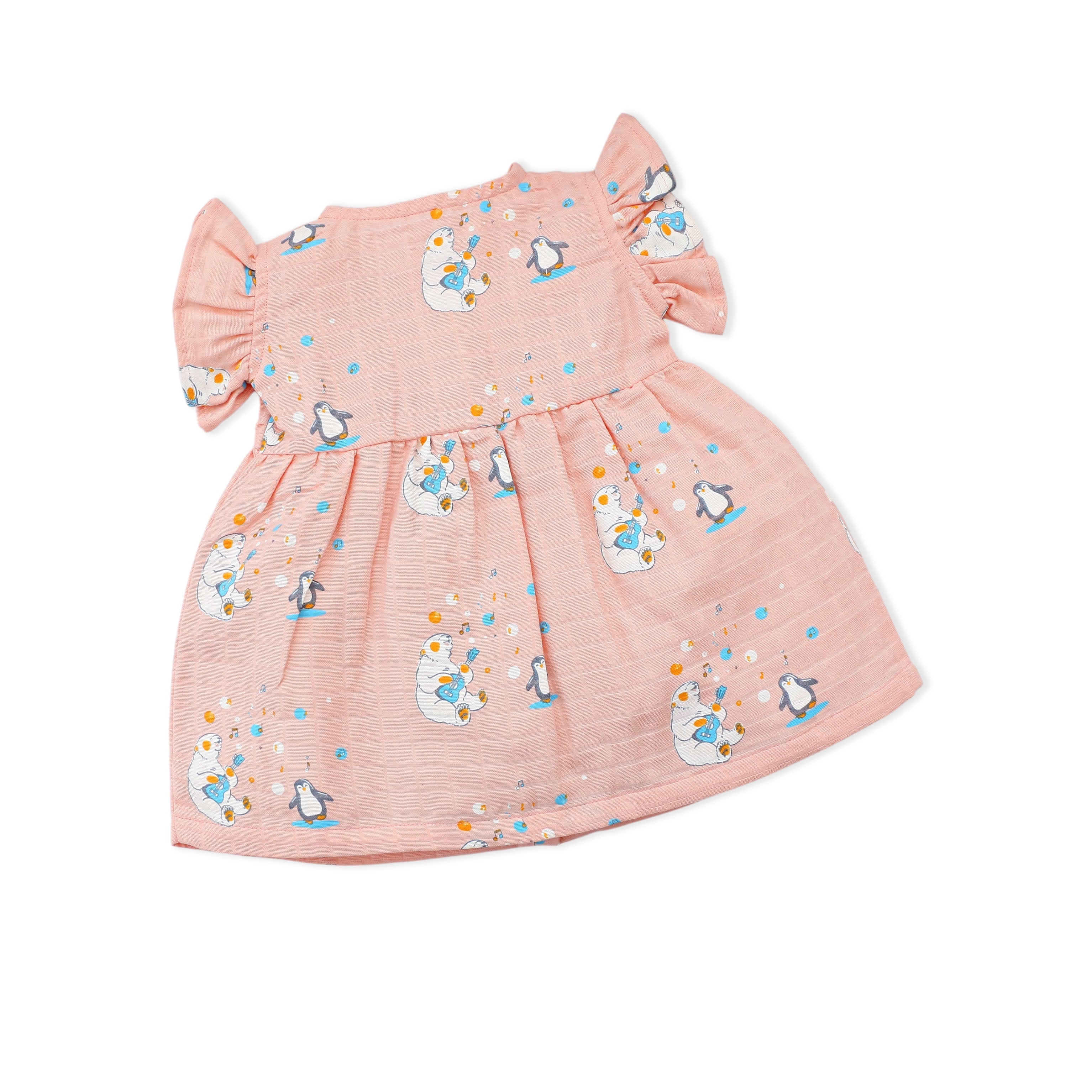 Frill Sleeve Muslin Cotton Girls Frock Pack of 3 (0 months to 5 years) - Happy Days Combo