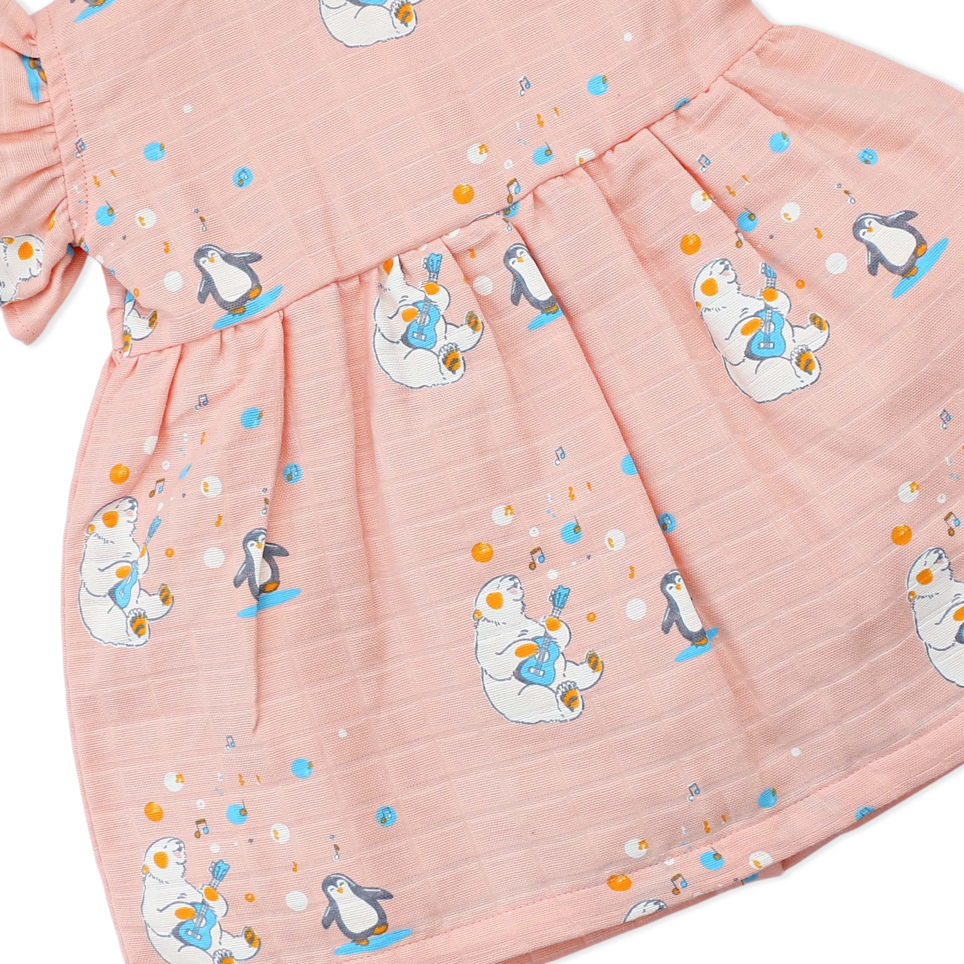 Frill Sleeve Muslin Cotton Girls Frock Pack of 3 (0 months to 5 years) - Happy Days Combo