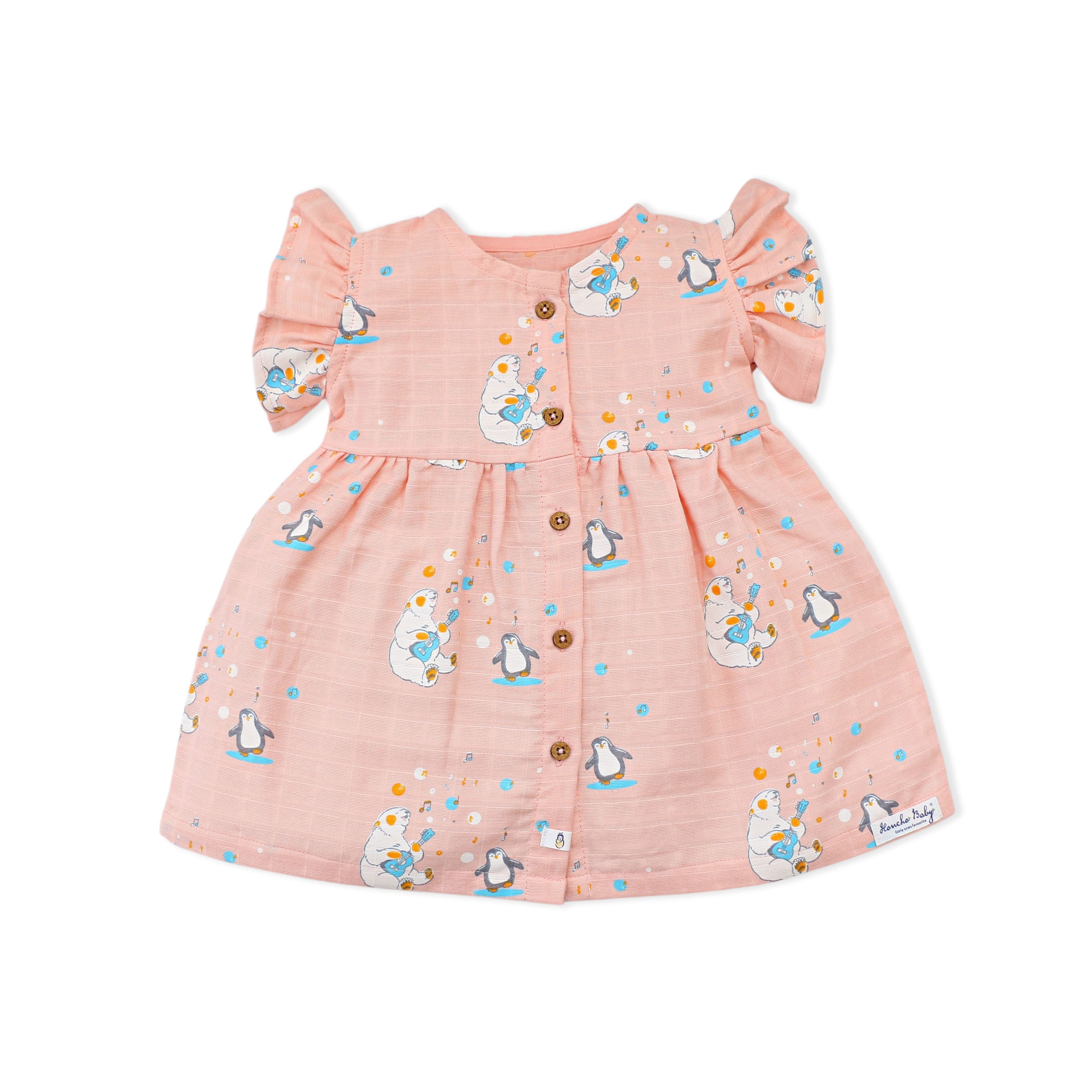 Frill Sleeve Muslin Cotton Girls Frock Pack of 3 (0 months to 5 years) - Happy Days Combo