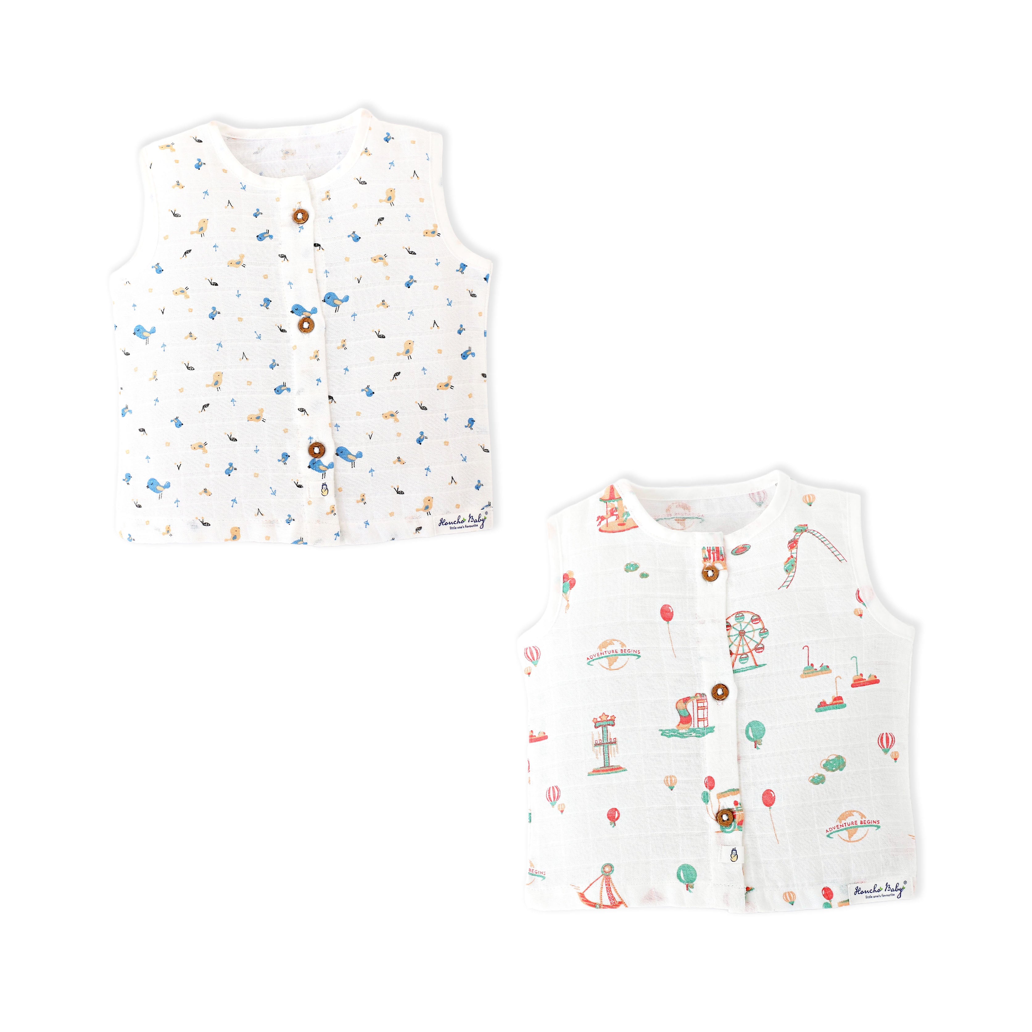 Muslin Sleeveless Top for 6-9 Months Assorted 2 Pack - Pretty Little Birds & Carnival Fun