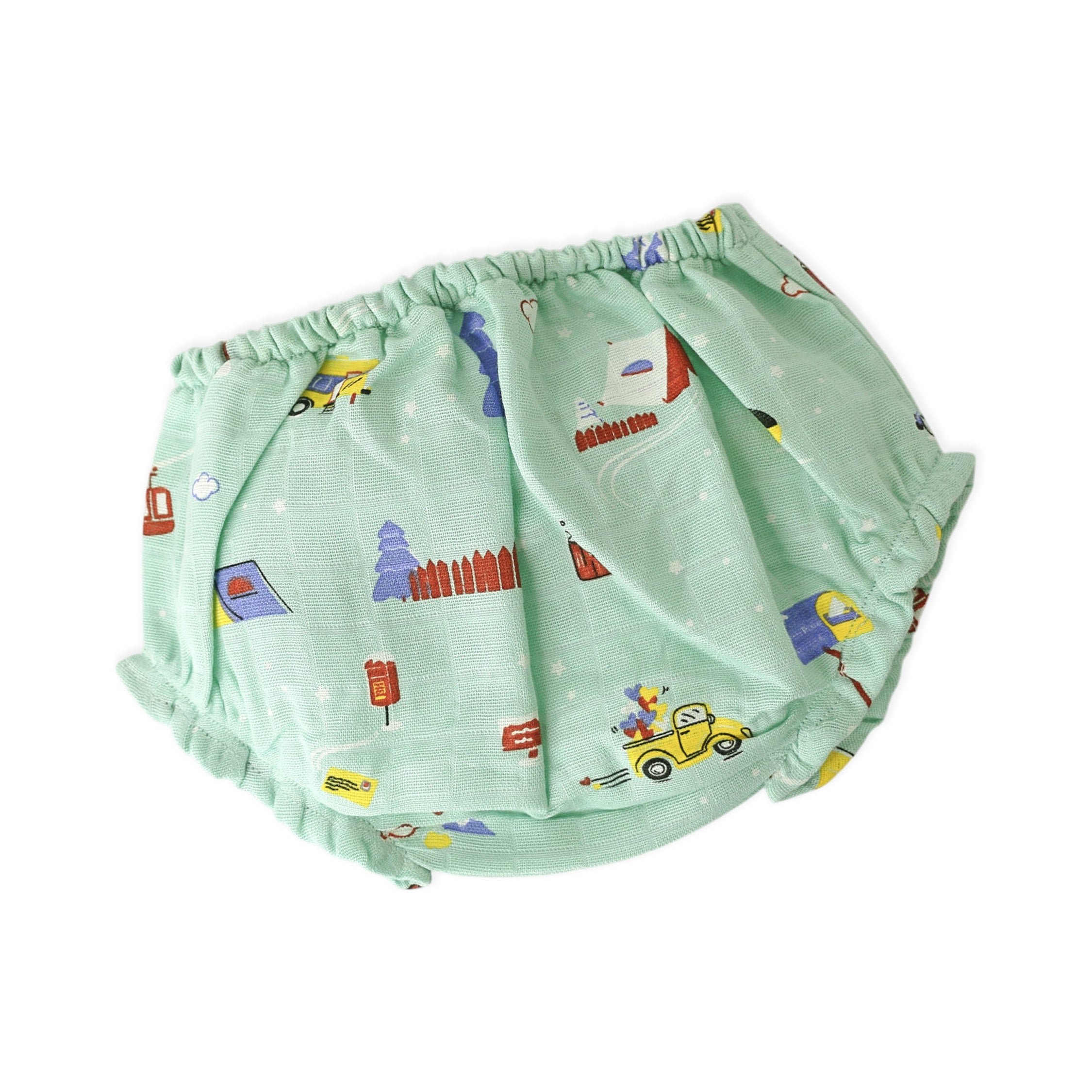 Snowy Village Tales - Half Sleeve Puff Muslin Cotton Frock with Bloomers (0m to 5 years) NEW