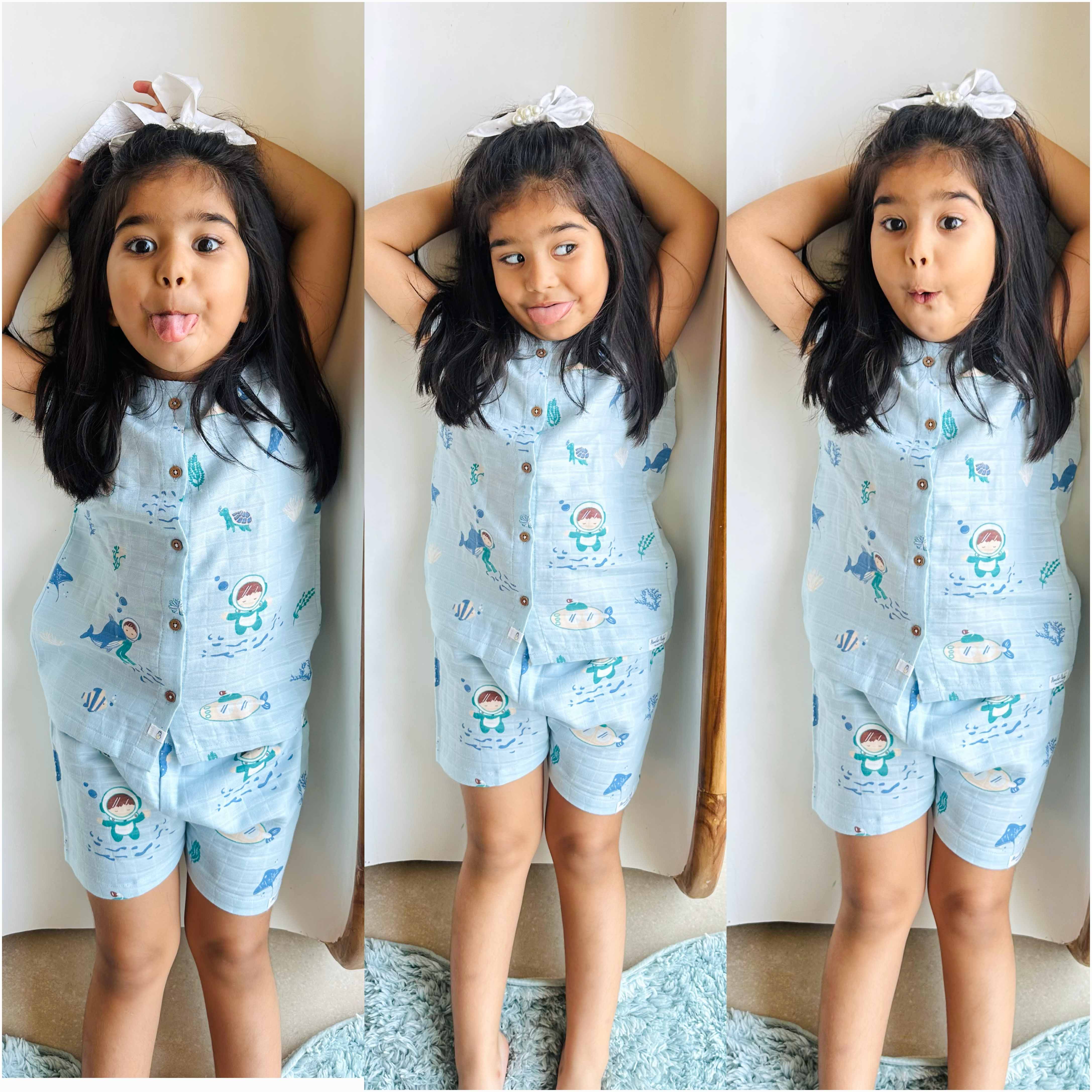 Muslin Cotton Sleeveless Top & Shorts for Babies & Toddlers Pack of 3 (Newborn–5 Years) - Little Colors Combo