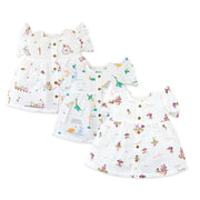 Frill Sleeve Muslin Cotton Girls Frock Pack of 3 (0 months to 5 years) - Little Magic Tales