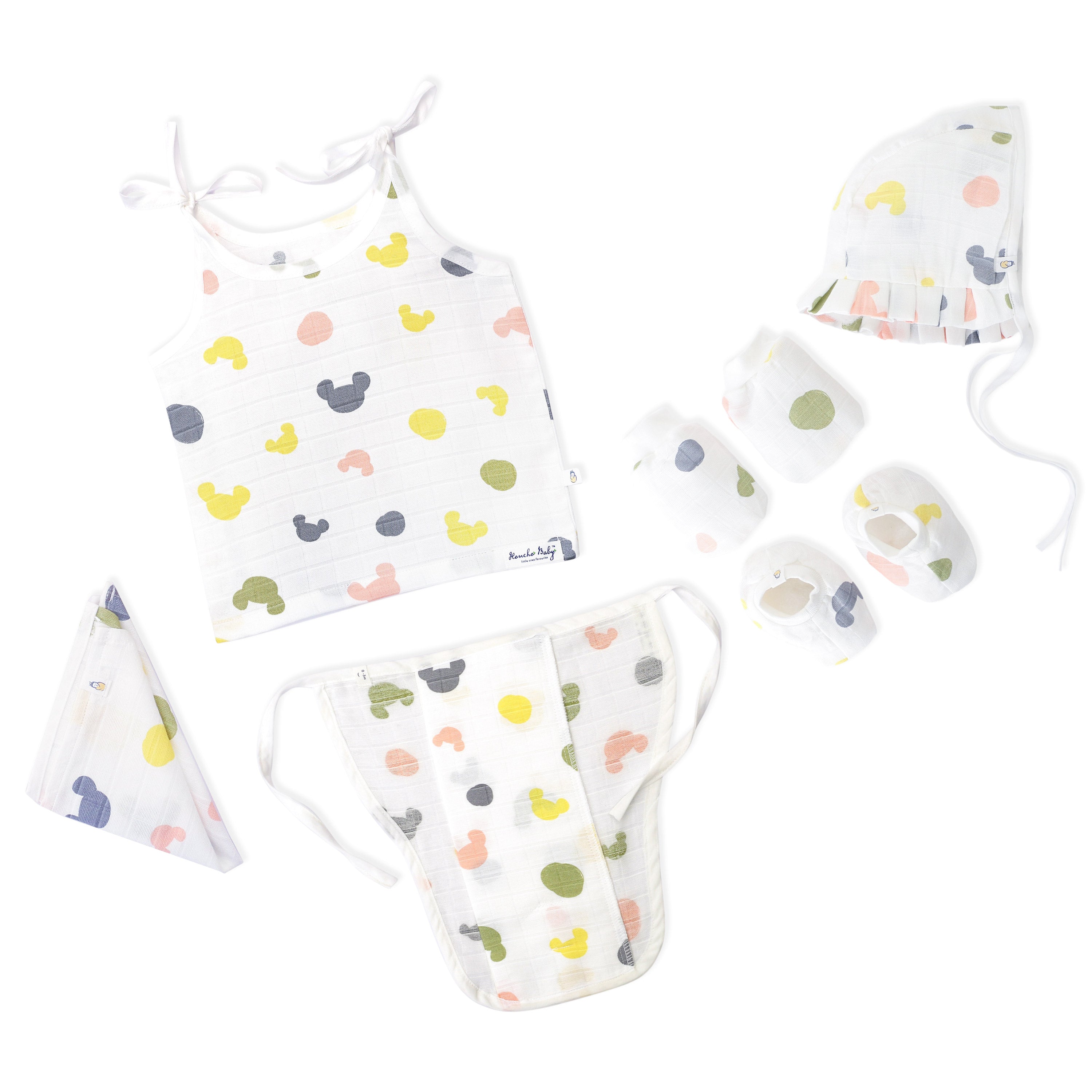Baby essential Starter gift Kit - 6 piece set - Candy Cloud Dots