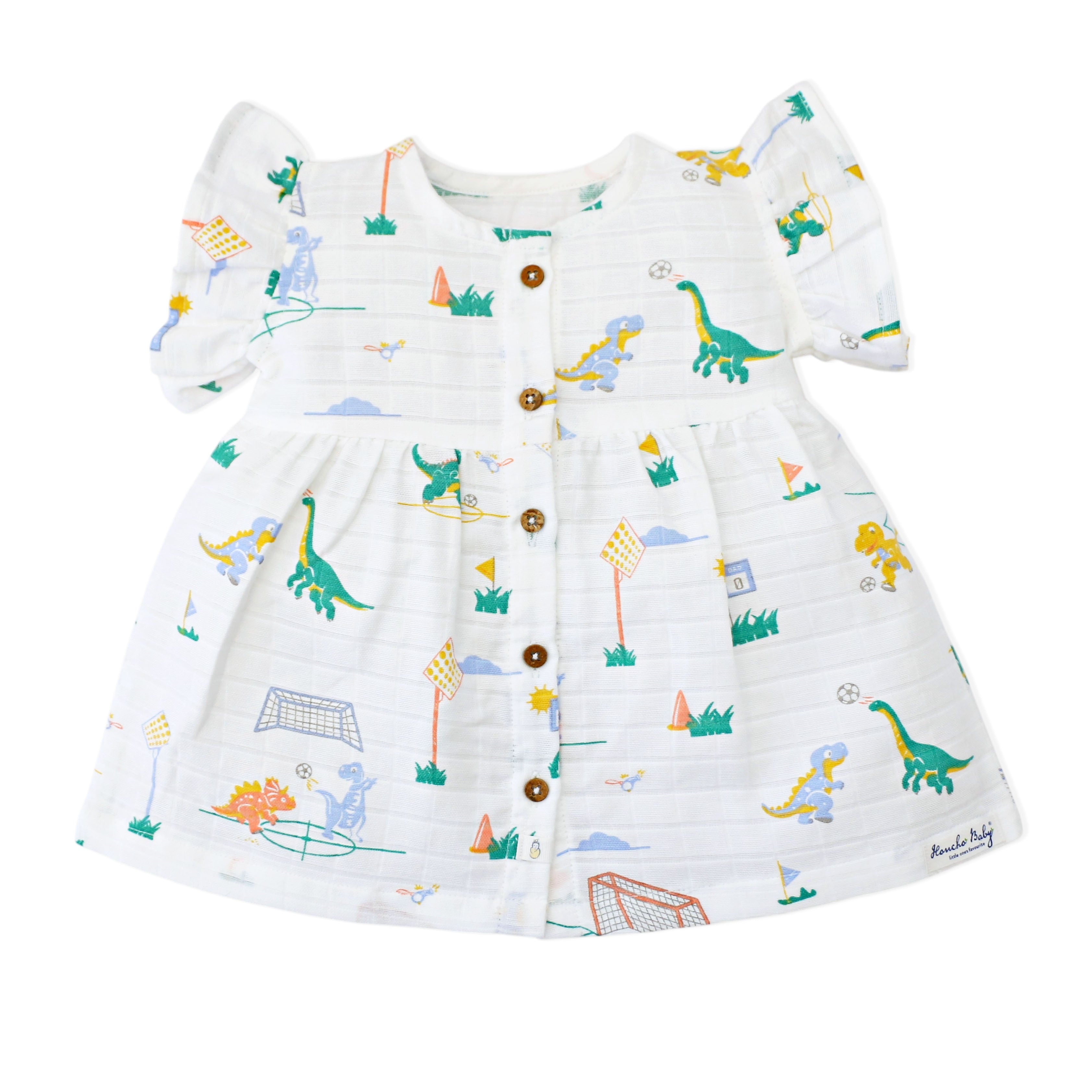 Frill Sleeve Muslin Cotton Girls Frock Pack of 3 (0 months to 5 years) - Happy Days Combo