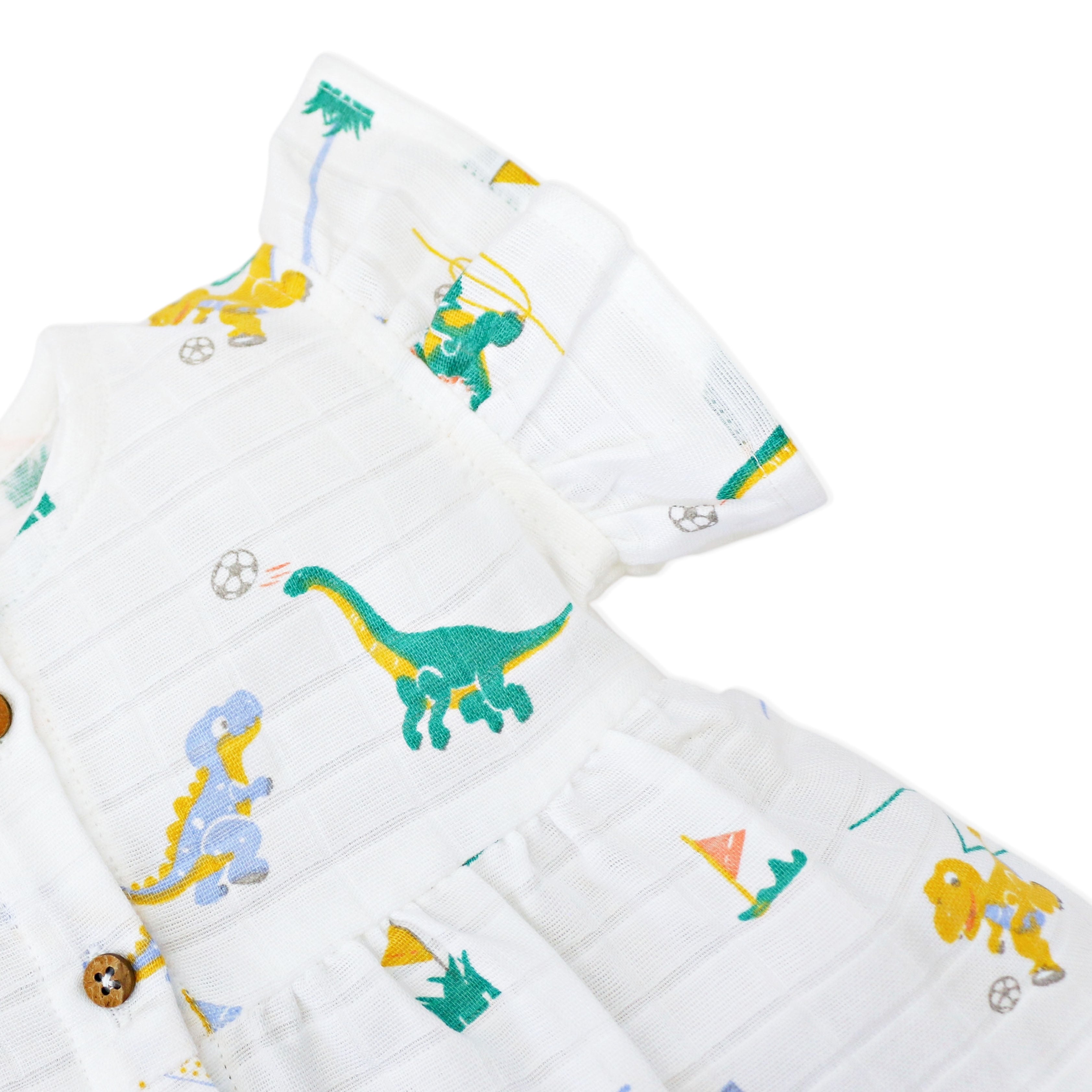 Frill Sleeve Muslin Cotton Girls Frock Pack of 3 (0 months to 5 years) - Happy Days Combo