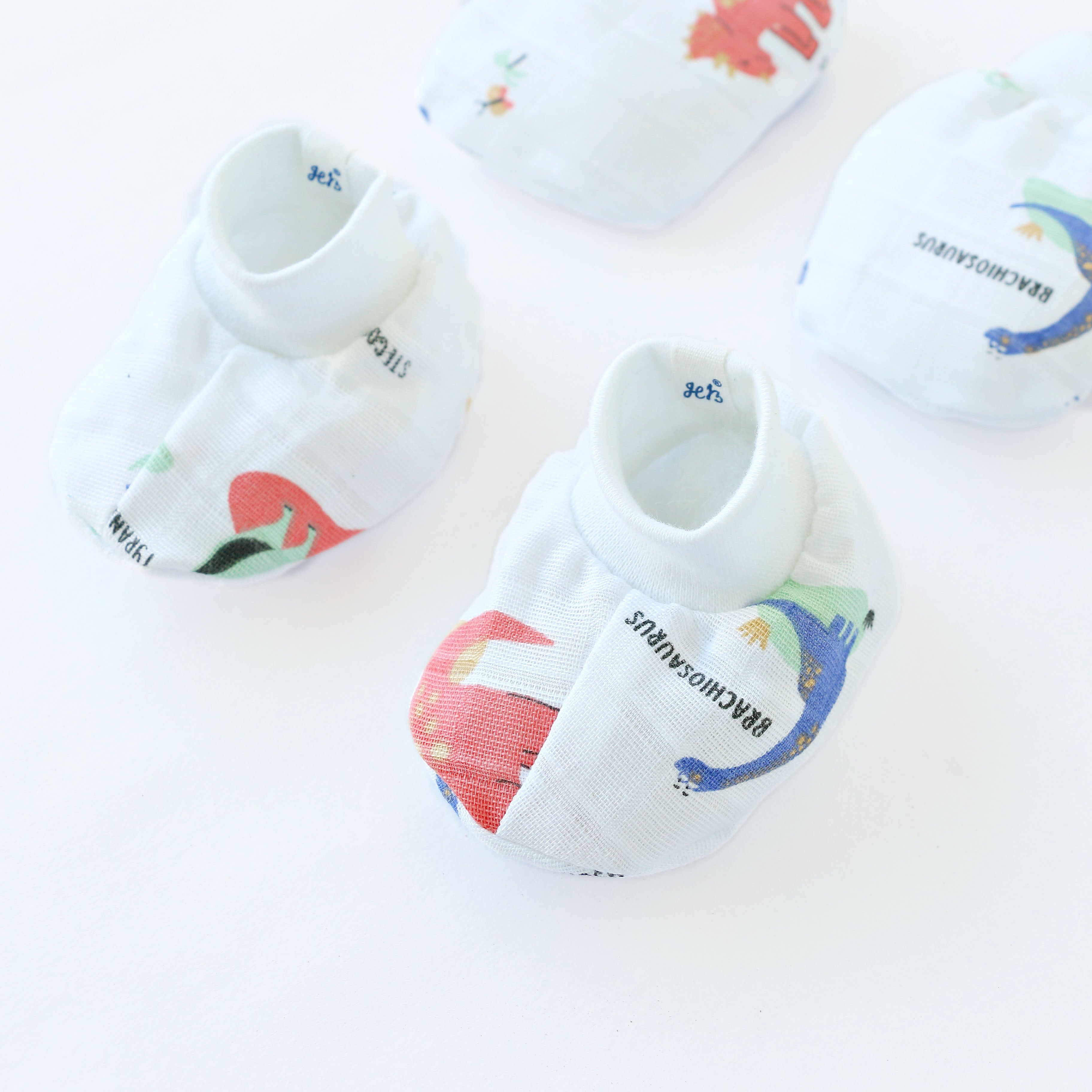 Baby Mittens and Booties 3 Pack Set ( 0 - 4 months ) 100% Cotton - Adventure Trio Combo