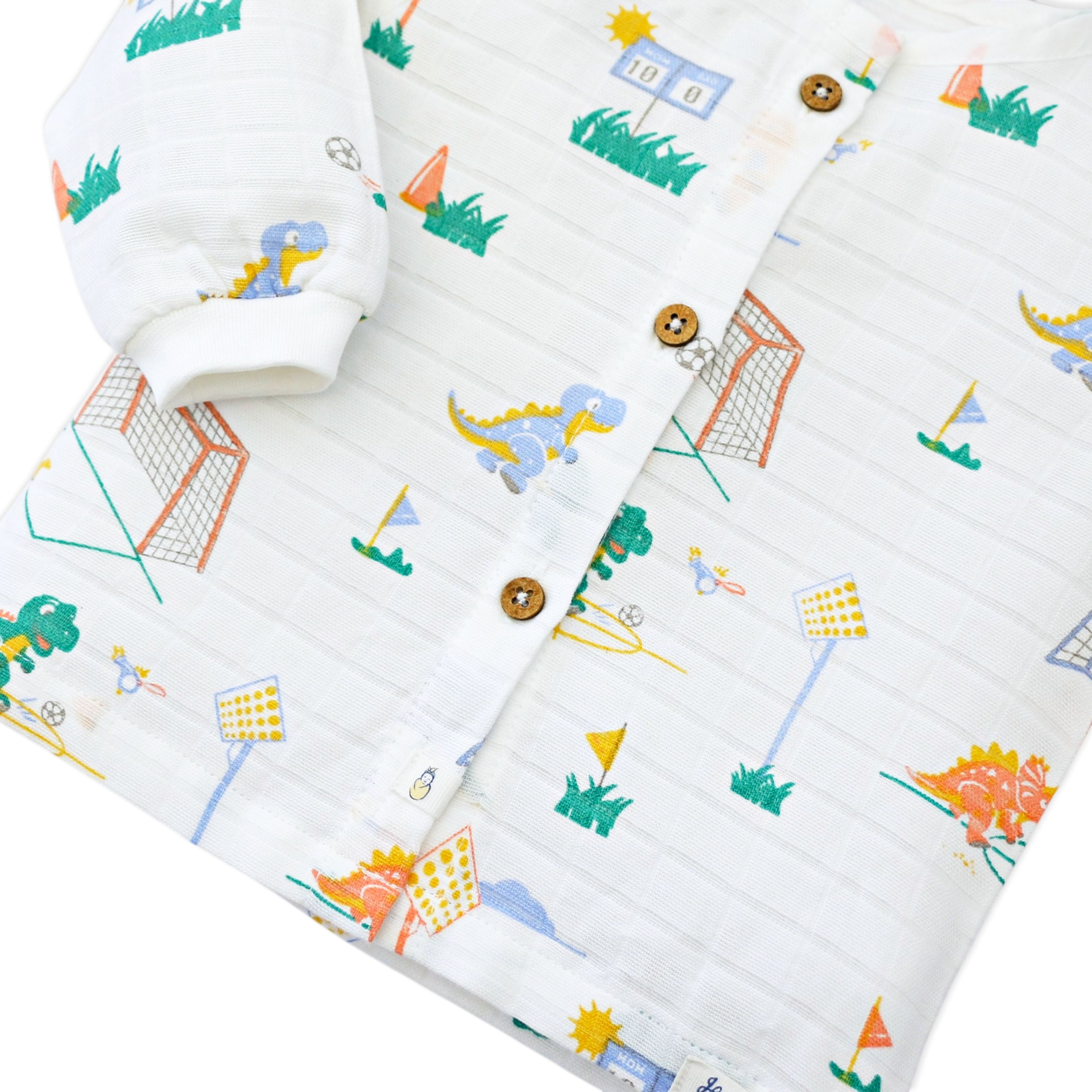 Muslin Cotton Full Sleeve Top & Pant Set for Baby & Toddler (0–5 Years) - Dino & Football