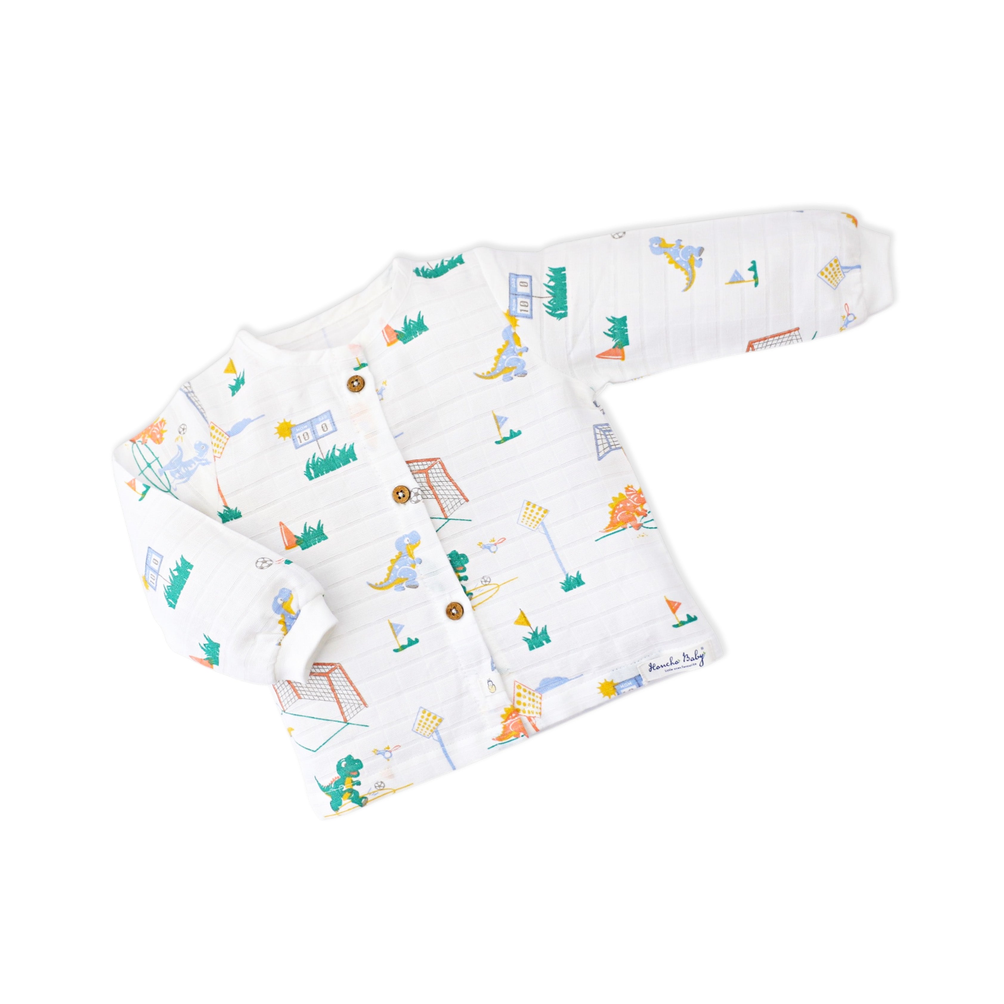 Muslin Cotton Full Sleeve Top & Pant Set for Baby & Toddler (0–5 Years) - Dino & Football