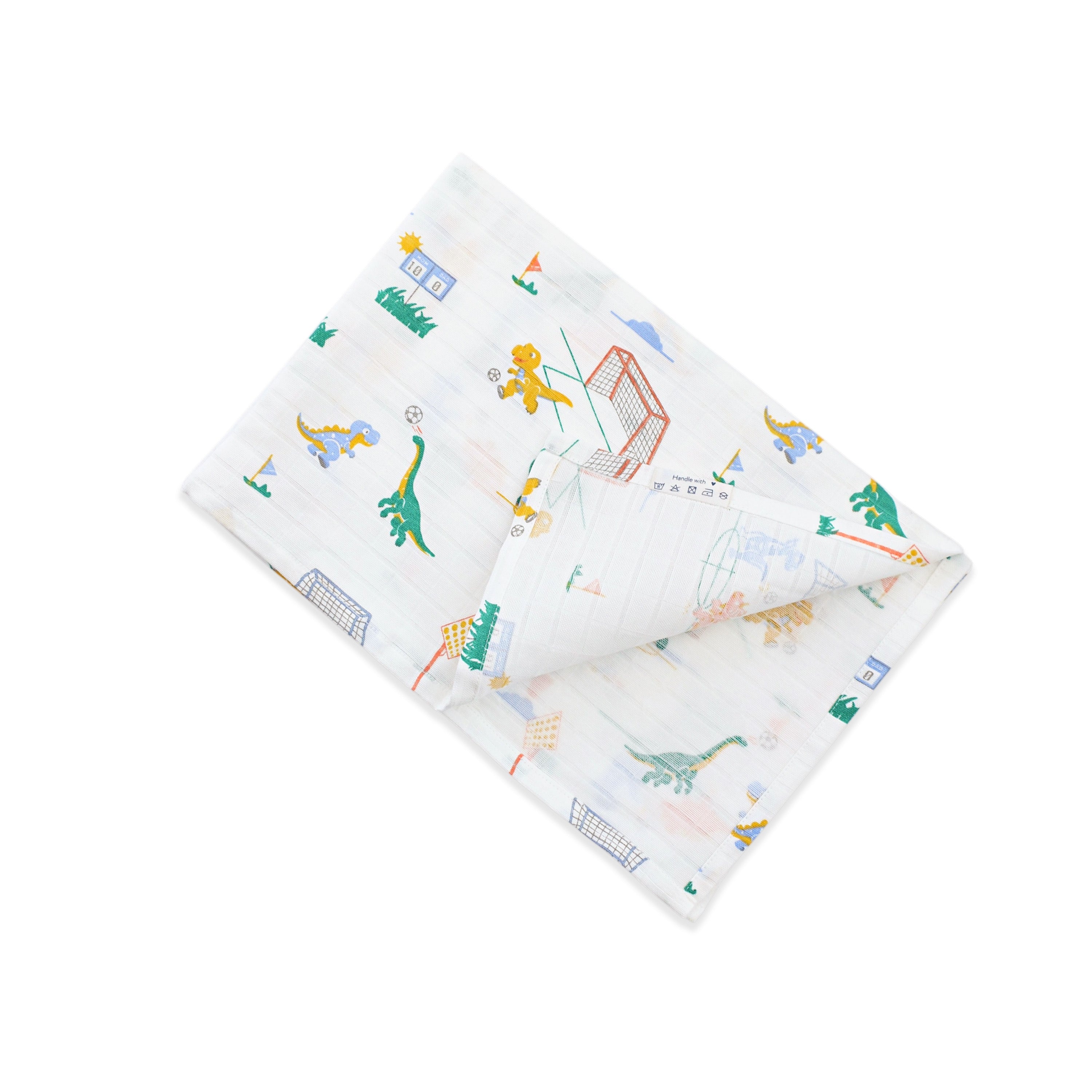 Muslin 100% Cotton Baby Towel (65 X 90 cms) 1 pack - Dino and Football