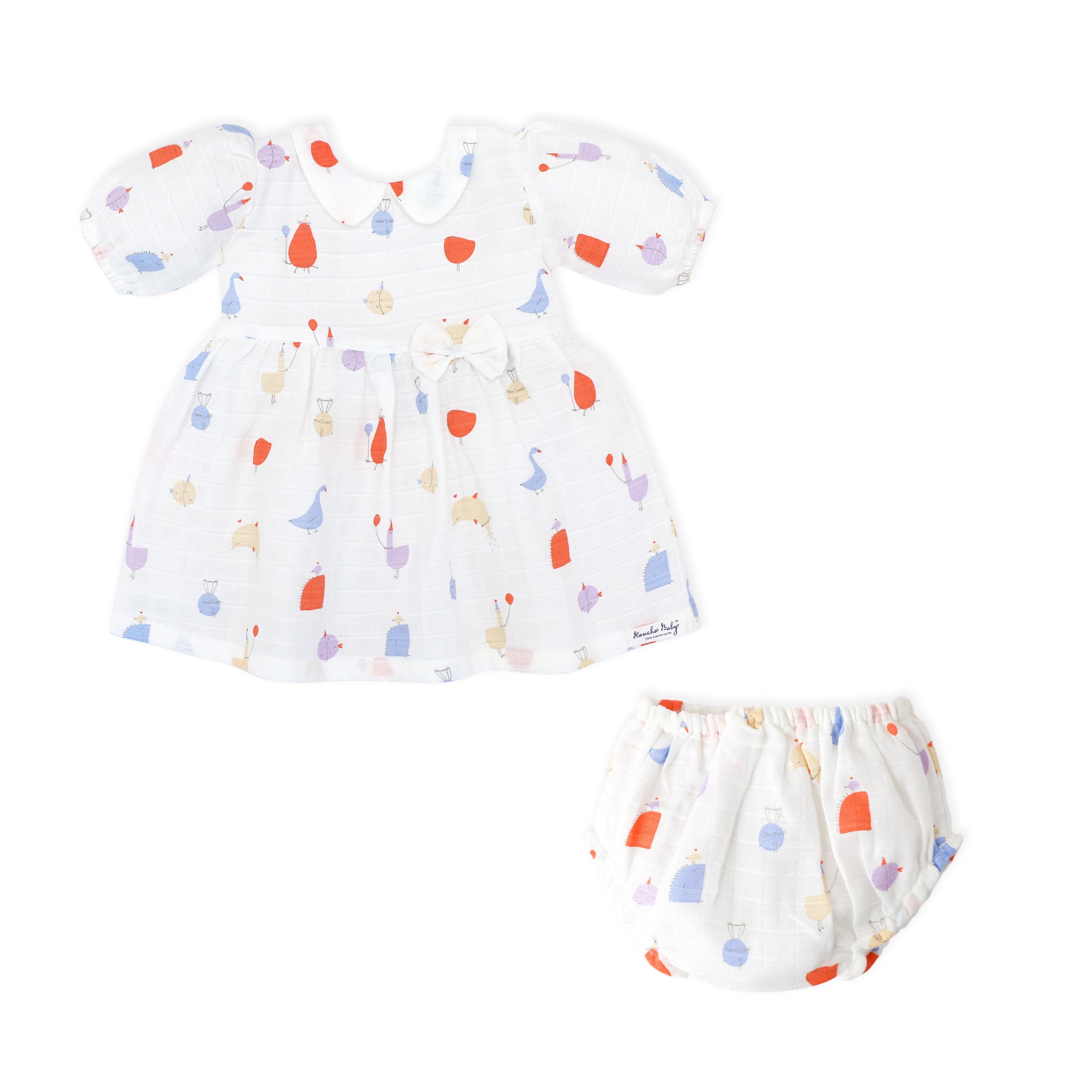 Magic Doodles - Half Sleeve Puff Muslin Cotton Frock with Bloomers (0m to 5 years) NEW