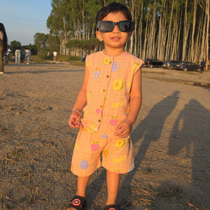 Muslin Cotton Sleeveless Top & Shorts for Babies & Toddlers (Newborn–5 Years) - Fruit Hugs