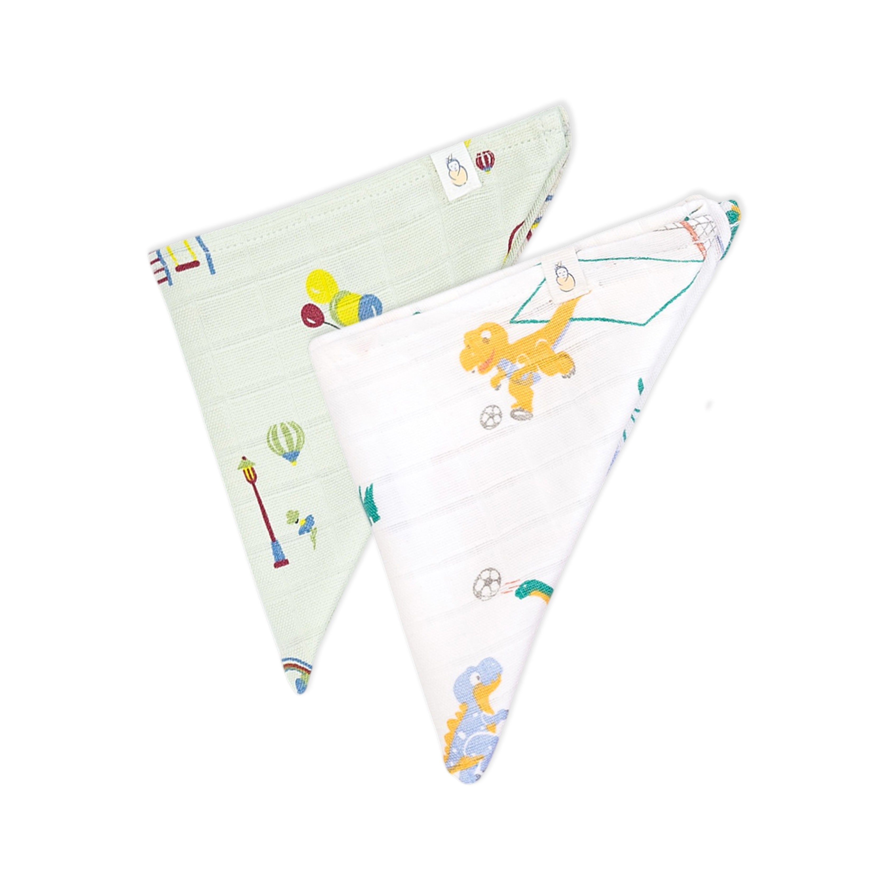 Muslin Wash cloth / Hand kerchief - 2 pack (Park Play Days & Dino & Football)