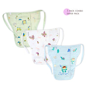 Reusable Muslin Nappies Pack of 3 (Newborn - 0-3 months) - Dream, Dive & Play Combo