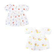 Half Sleeve Puff Muslin Cotton Frock with Bow Pack of 2 (9–12 Months)