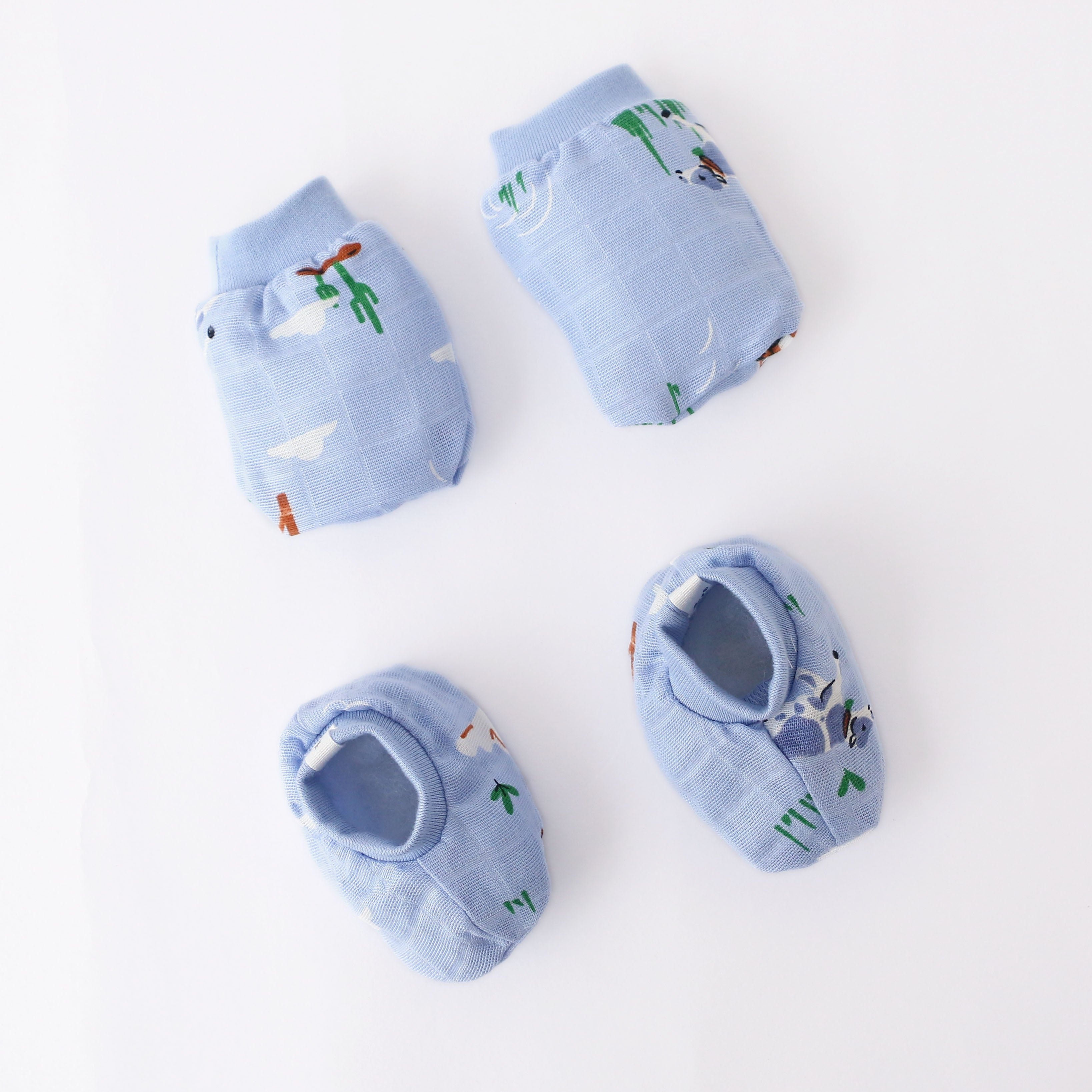 Baby Mittens and Booties Pack Set months 100% Cotton (Tiny Tales Combo)