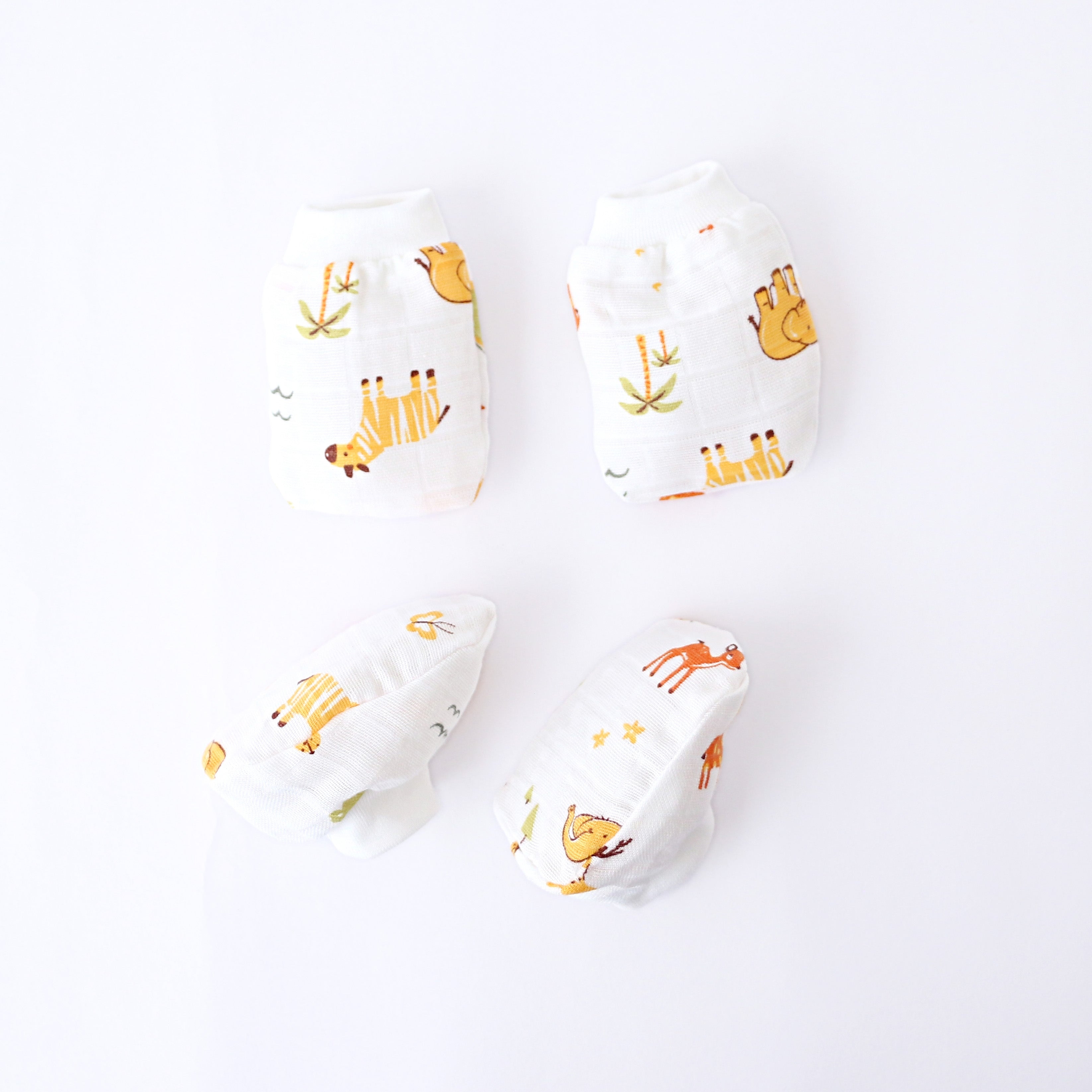 Baby Mittens and Booties 3 Pack Set ( 0 - 4 months ) 100% Cotton - Little tiny magic Combo