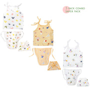 Assorted 3 pack - Muslin Knot jabla & Reusable Muslin Nappies / Langot (4 Layered Central Panel) - Wonderland Tales Combo NEW