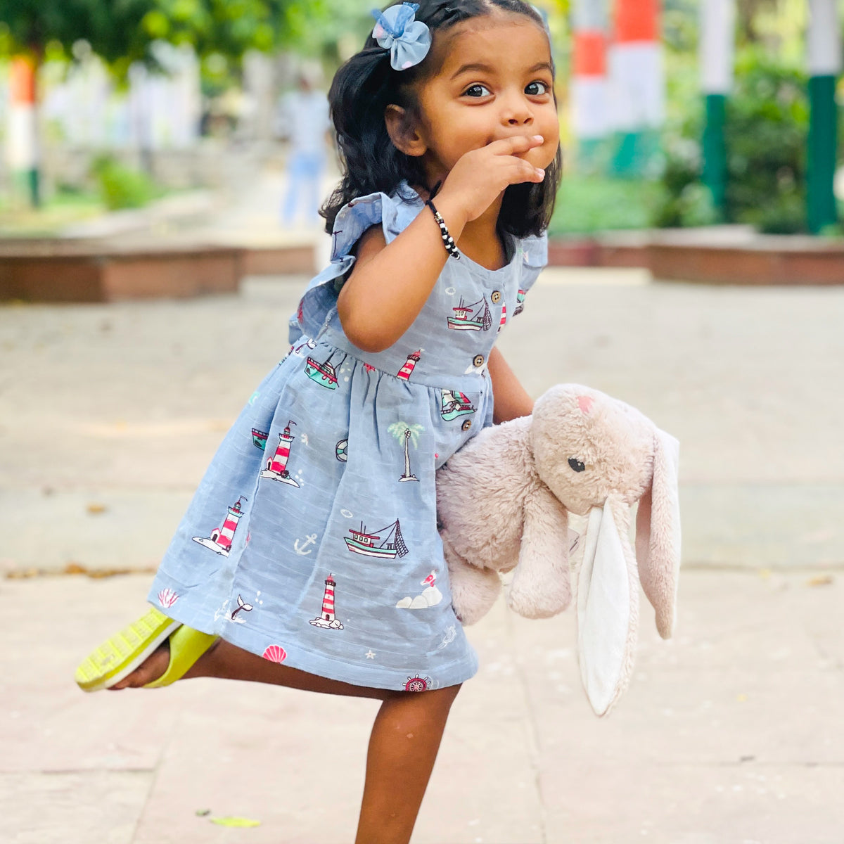 Frill Sleeve Muslin Cotton Girls Frock (0 months to 5 years) - Lighthouse Magic