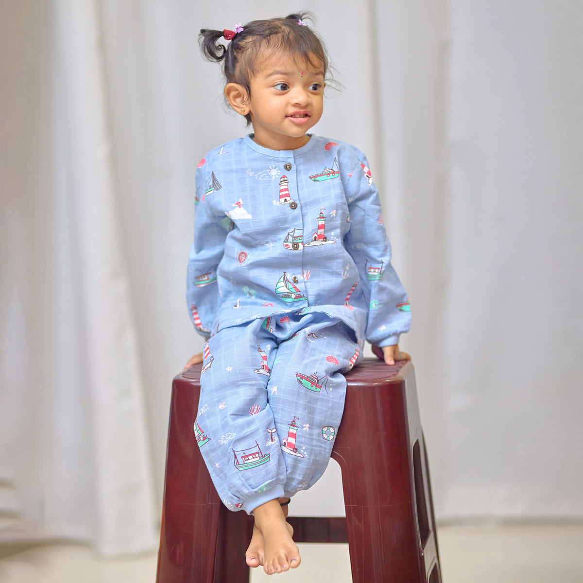 Muslin Cotton Full Sleeve Top & Pant Set for Baby & Toddler Pack of 3 (0–5 Years) - Tiny Wanderers Combo