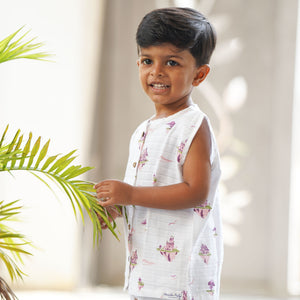 Muslin Cotton Sleeveless Top & Shorts for Babies & Toddlers (Newborn–5 Years) - Floating Magic Tales