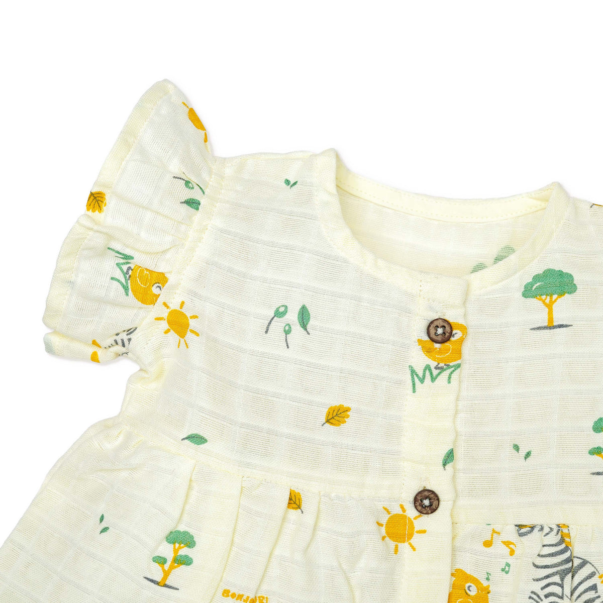 Frill Sleeve Muslin Cotton Girls Frock (0 months to 5 years) - Zebra Tales