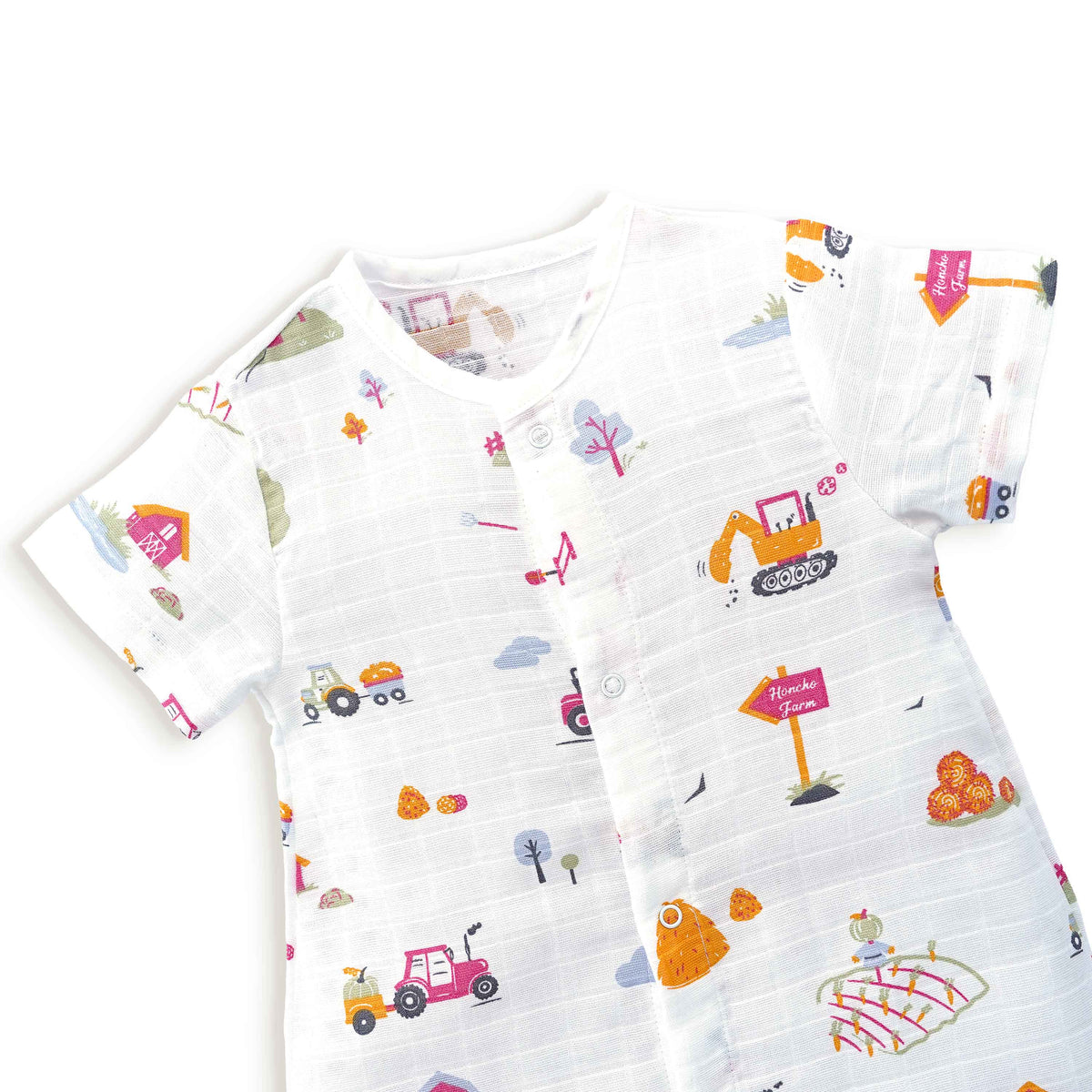 Muslin Baby Romper for 0-18 Months - Farmyard Fun