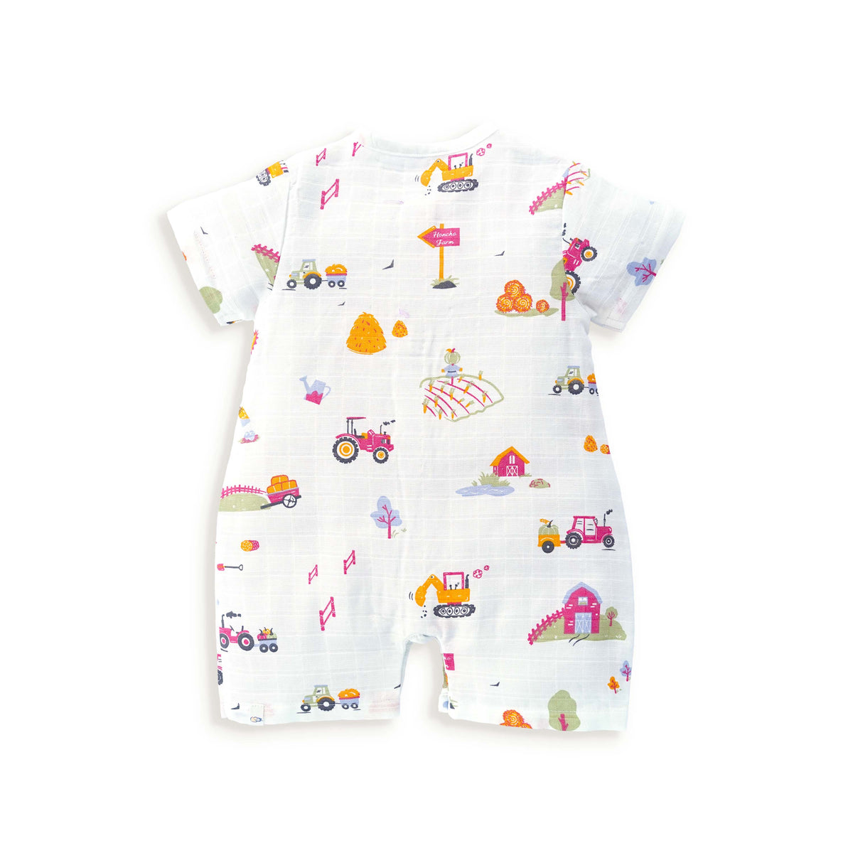 Muslin Baby Romper for 0-18 Months - Farmyard Fun