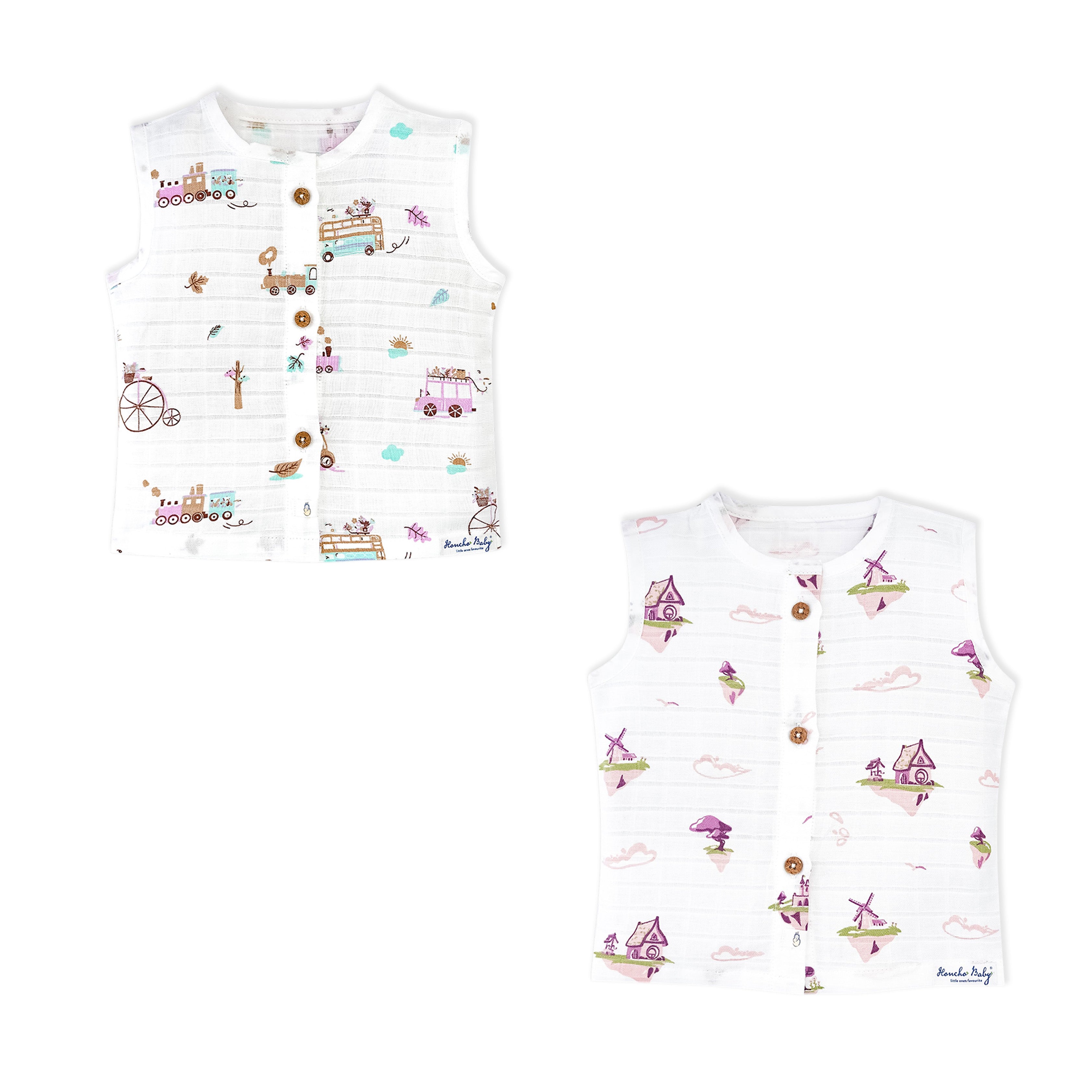 New Born Muslin Cotton Sleeveless Jablas (Combo saver Pack of 2)