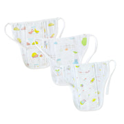 Reusable Muslin Nappies / Langot (4 Layered Central Panel) Pack of 3 - Animal, goat, sunshine