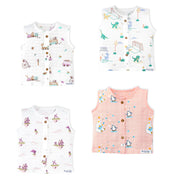New Born Muslin Cotton Sleeveless Jablas (Combo saver Pack of 4)