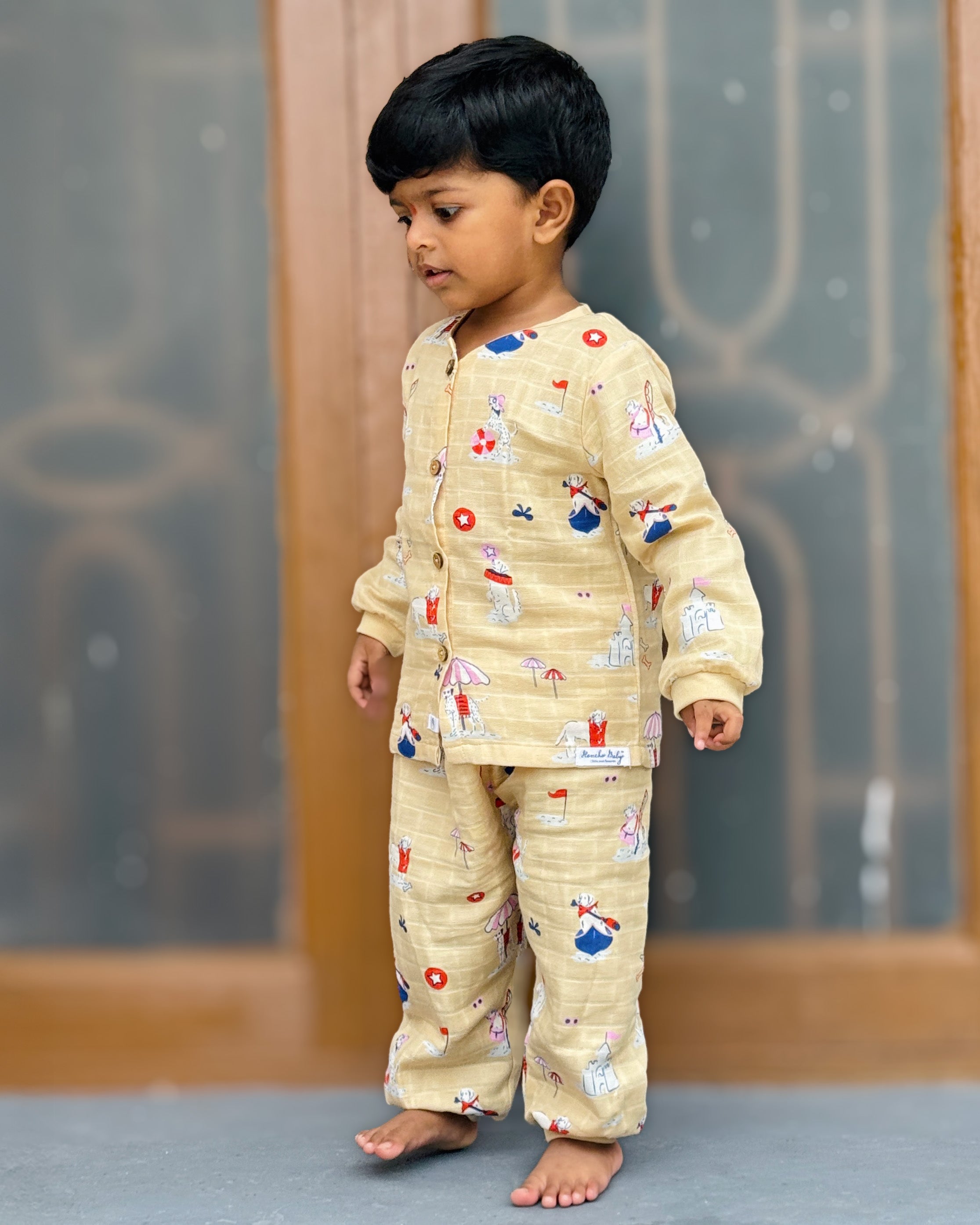 Paw-some Beach Day - Unisex Full Sleeve and Pant set  (0M - 5years) NEW