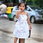 Rainbow Popsicles - Sleeveless Muslin Cotton Frock with Bow (0m to 4years)