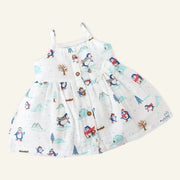 Penguin Wonderland - Sleeveless Muslin Cotton Frock with Bow (0m to 4years)