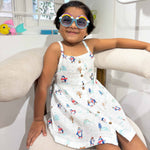 Penguin Wonderland - Sleeveless Muslin Cotton Frock with Bow (0m to 4years)