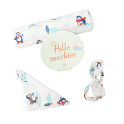 Penguin Wonderland - Organic Cotton (double layer) Baby Muslin Swaddle Set - 100 X 100 cms