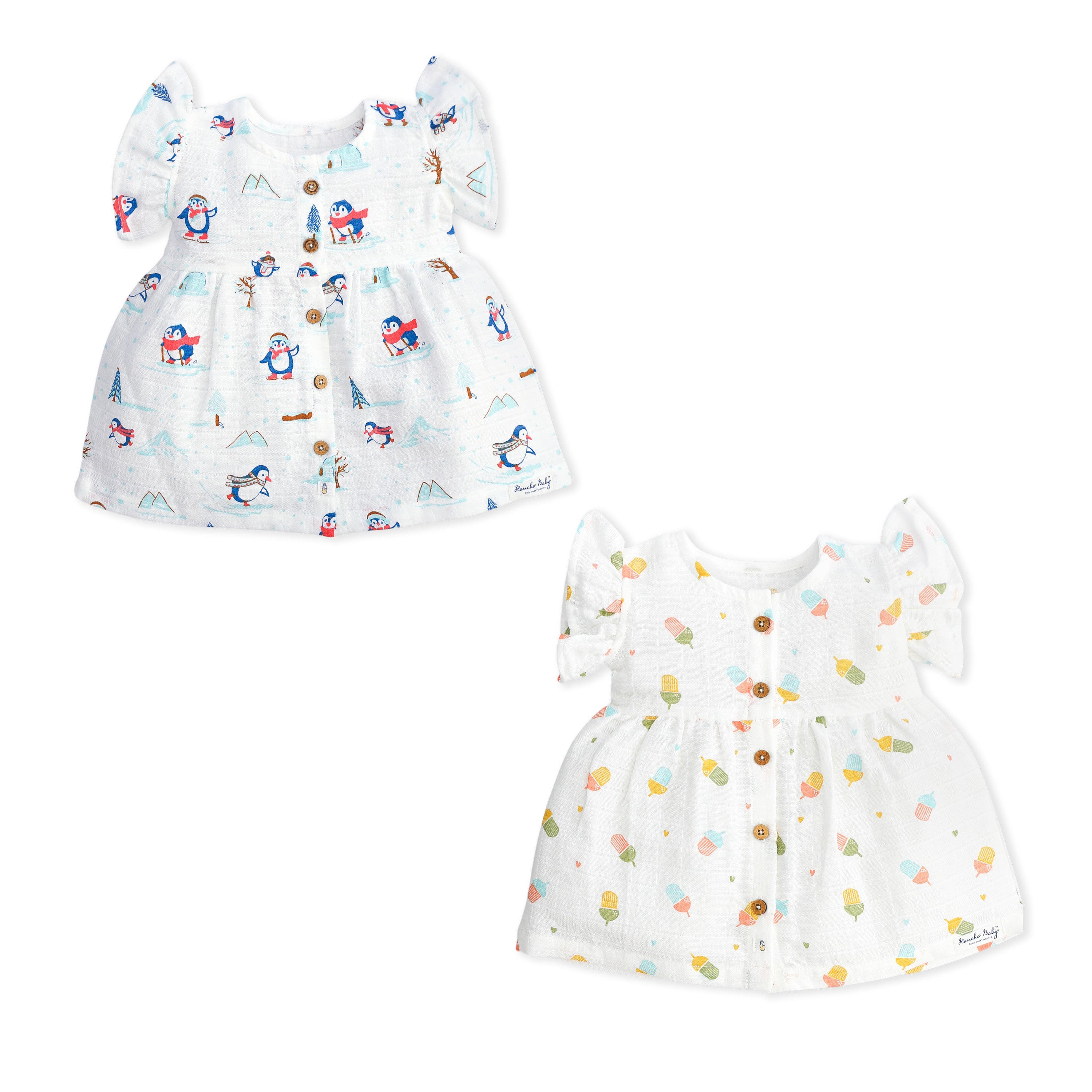 Frill Muslin Cotton Frock Pack of 2 for Girls (4-5 Years)