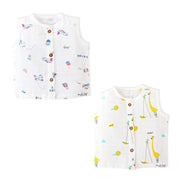 Muslin Sleeveless Top for 6-9 Months Assorted 2 Pack - Tiny Traveller & Giraffe Tales & Tweets