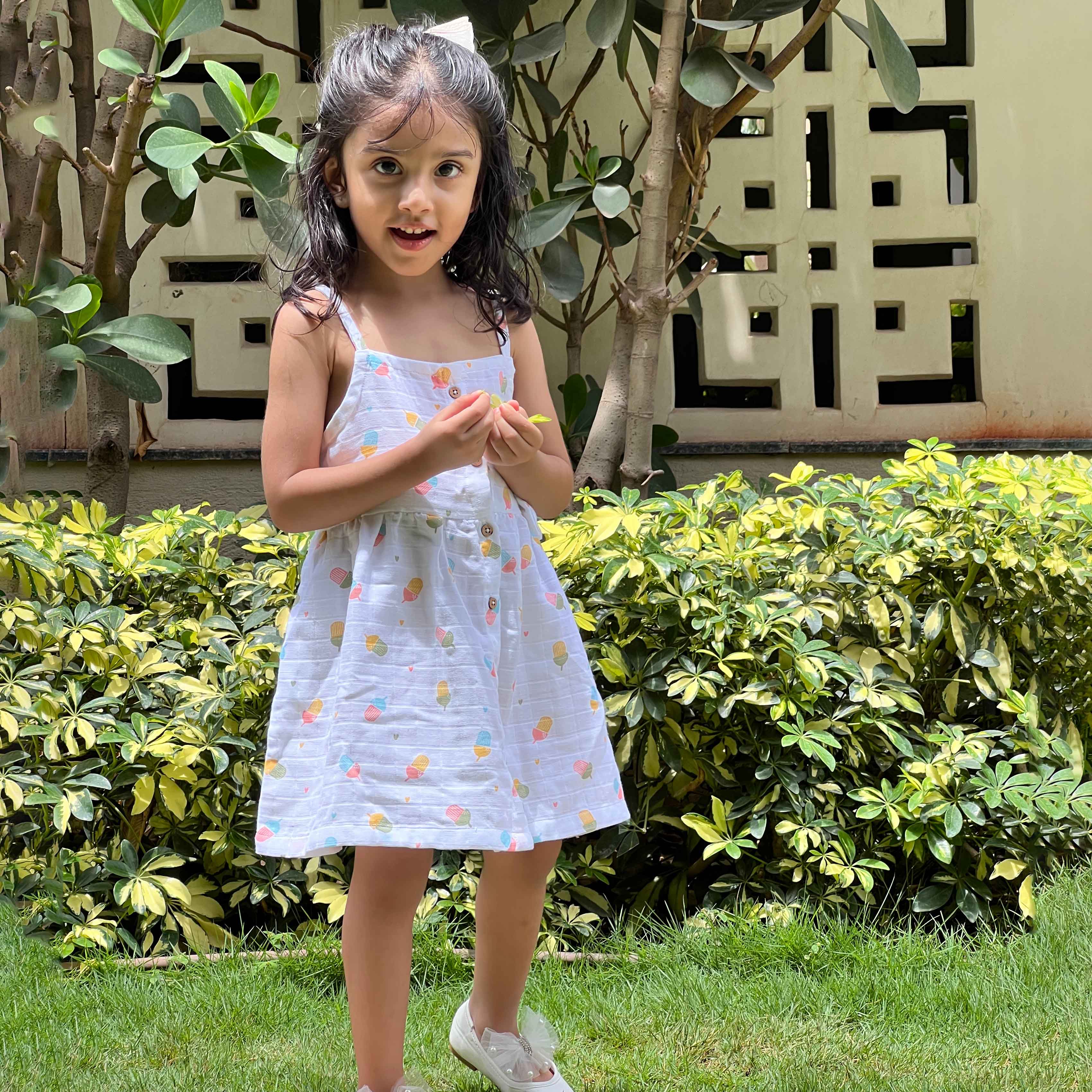 Rainbow Popsicles - Sleeveless Muslin Cotton Frock with Bow (0m to 4years)