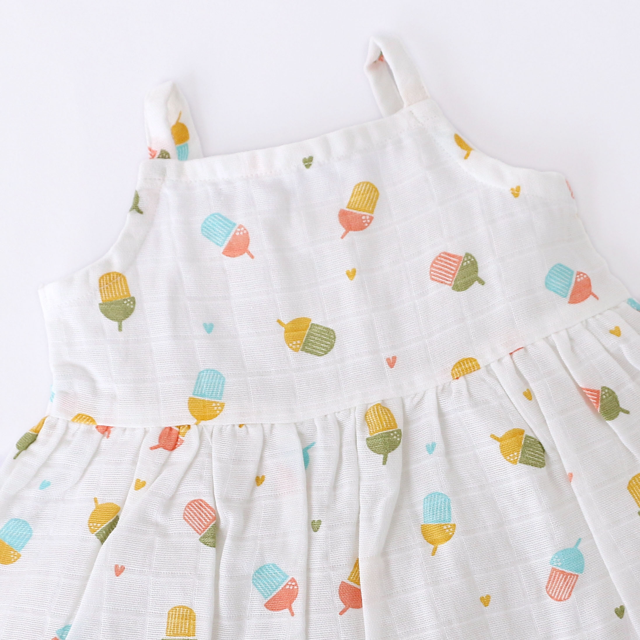 Sleeveless Muslin Cotton Frock with Bow (0m to 4years) Tiny Tales Combo
