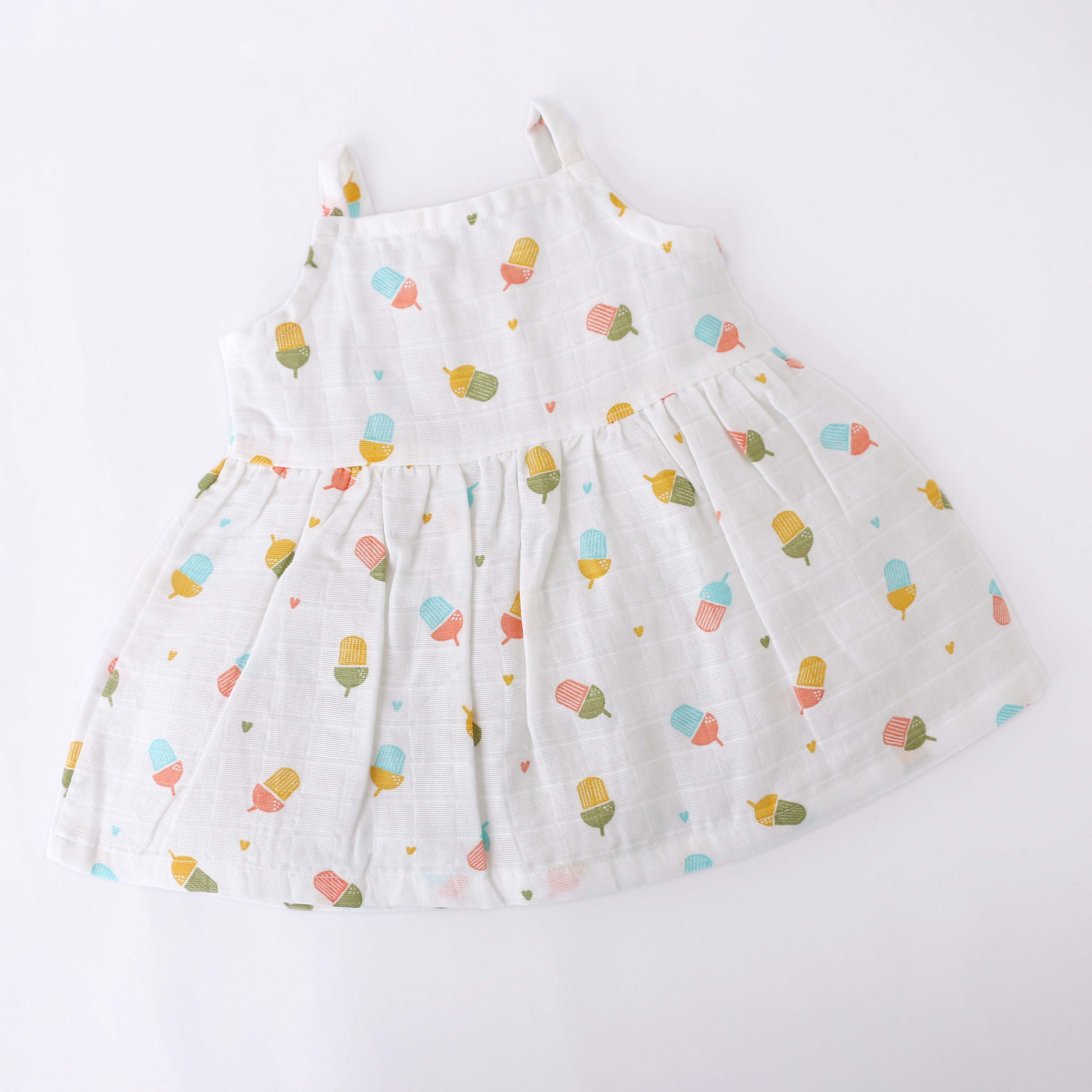 Sleeveless Muslin Cotton Frock with Bow (0m to 4years) Tiny Tales Combo