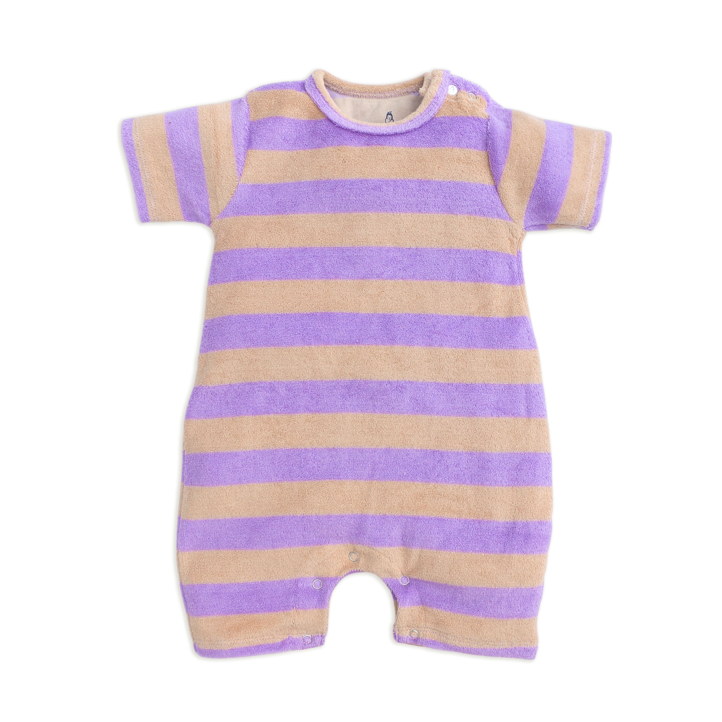 Terry Romper for Baby - Purple Rugby Style Romper | 6-24 Months